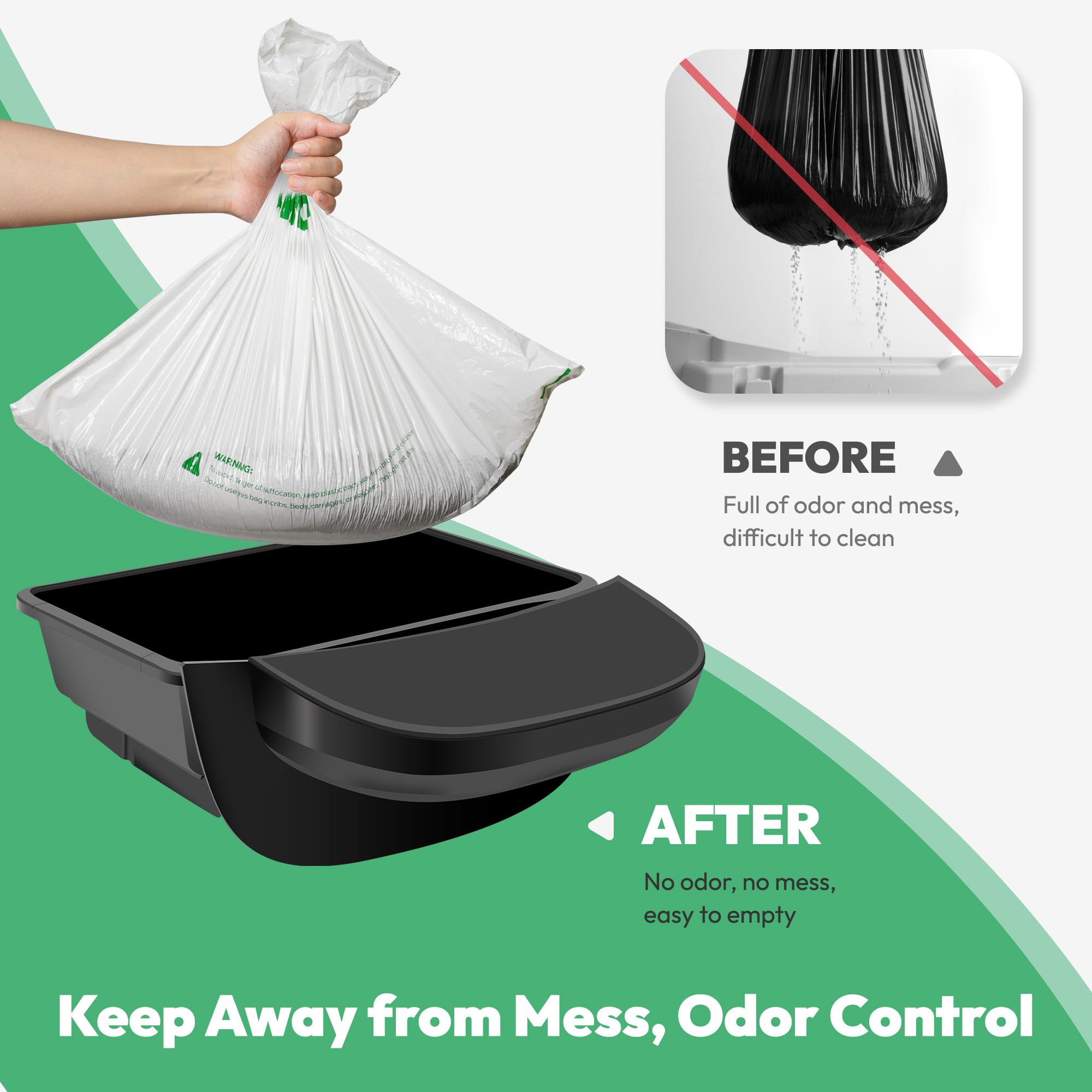 Amogogopet 50 Pcs Waste Bags, Compatible With Litter Robot 4 & 3, Heavy Duty Cat Litter Trash Bags, Waterproof, White Replacemen