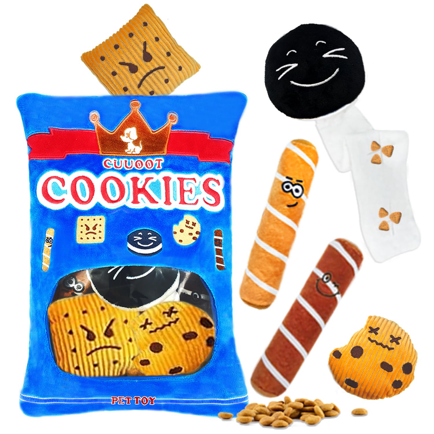 CUUOOT Treat Dispensing Dog Toys, Crinkle Squeaky Interactive Dog Toys, Enrichment Treat Puzzle Dog Toy for Medium, and Large Do