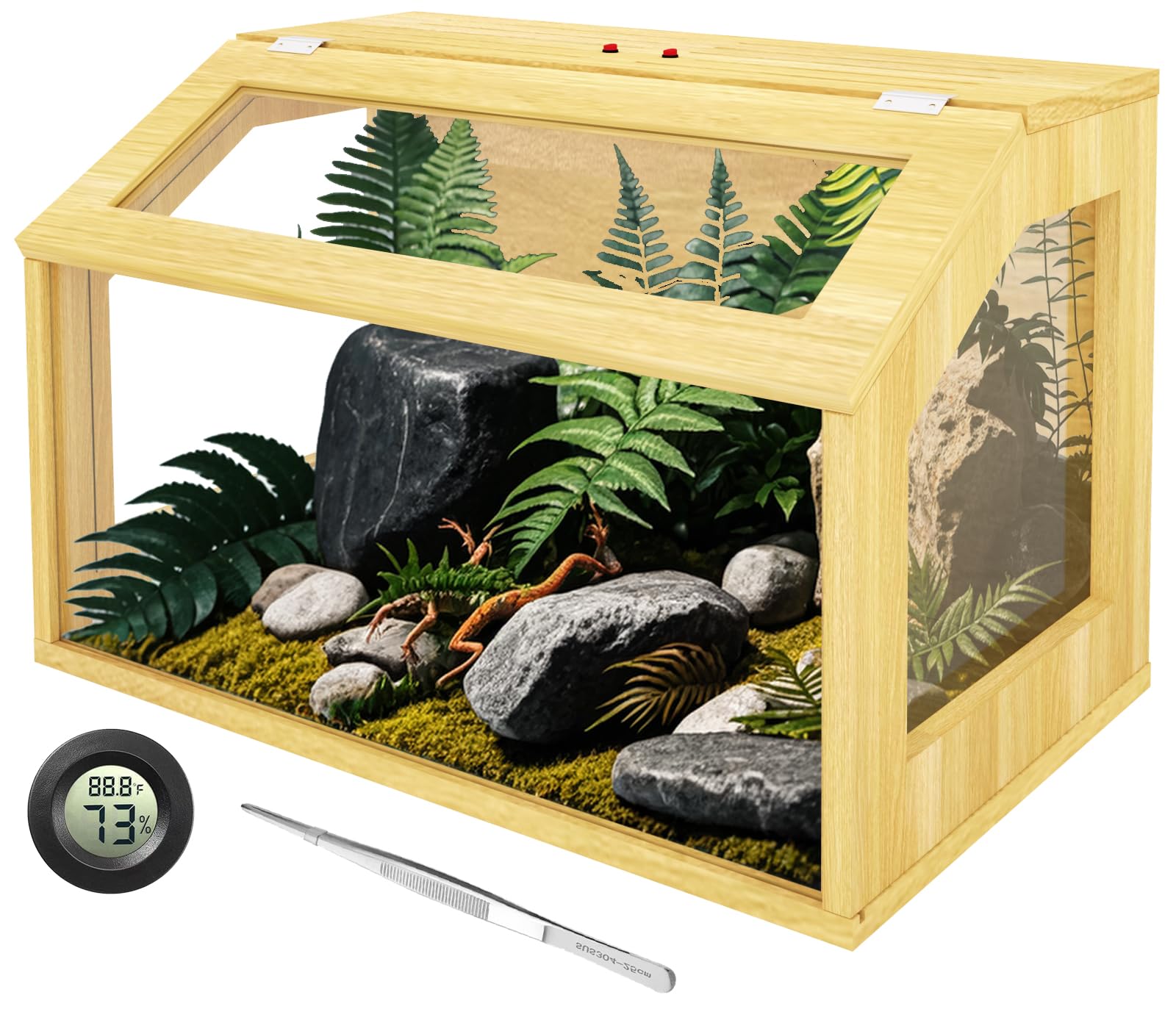 25 Gallon Reptile Tank, Wooden Bearded Dragon Terrarium Tank With Top Ventilation, Large Reptile Enclosure For Snake, Lizard, An