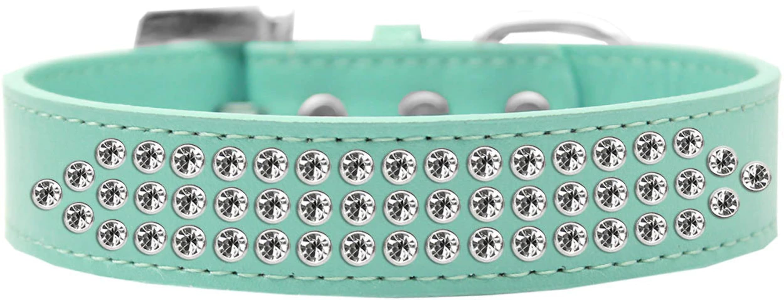 Dog, Puppy & Pet Fashion Collar, Three Row Clear Crystal Rimsets White 18