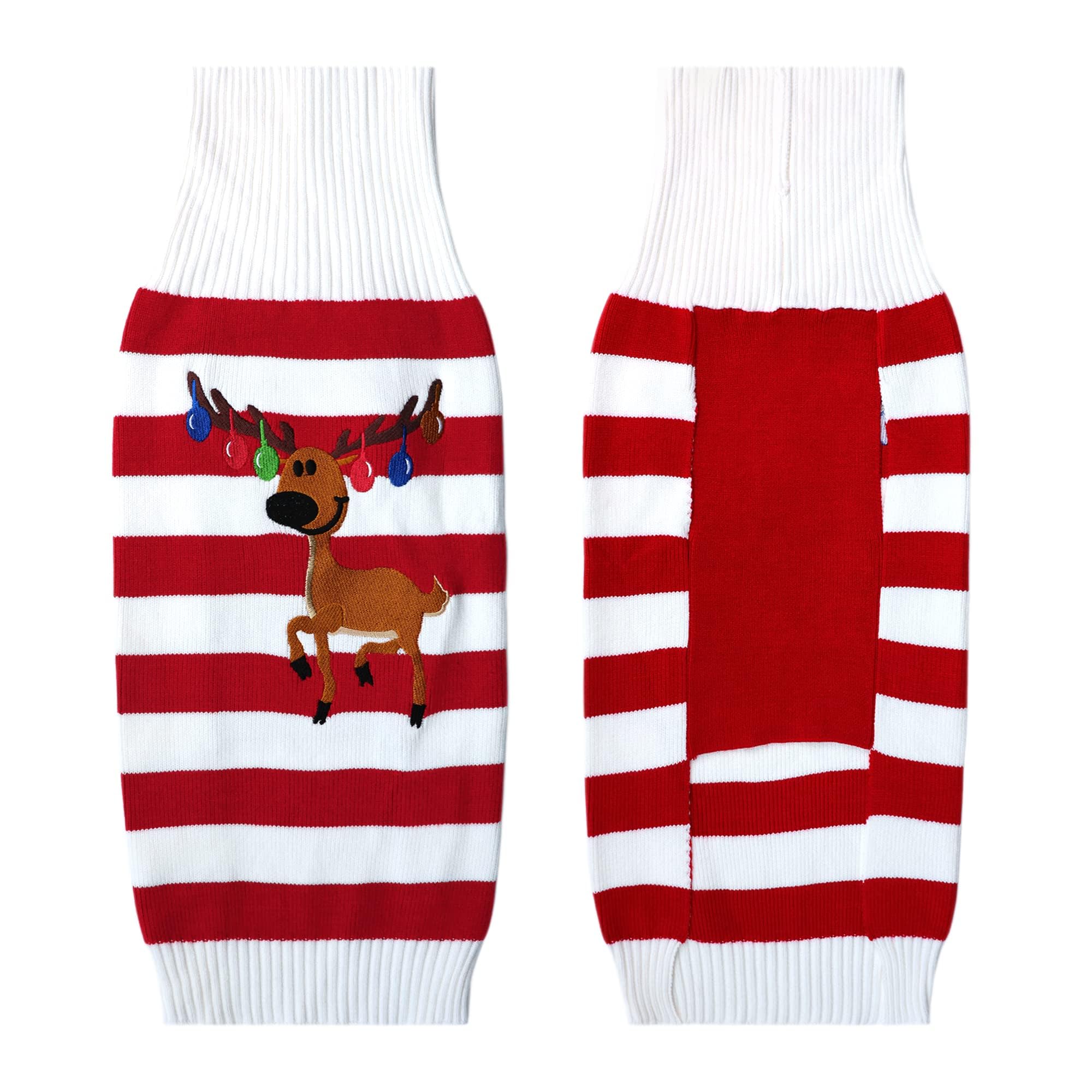 Nacoco Dog Sweater Pet Christmas Elk Bells Sweaters Halloween Reindeer For Small Dog And Cat (L, Red)