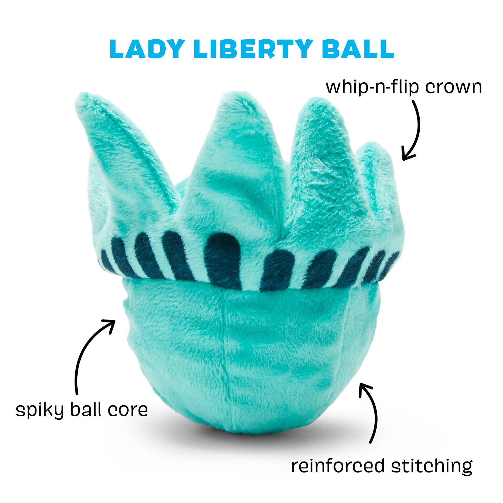 Barkbox Squeaky Dog Toys - Plush and Squeak Chew Toys  Puppy and Pet Toy for Large Dogs  Lady Liberty Ball  Large Dogs