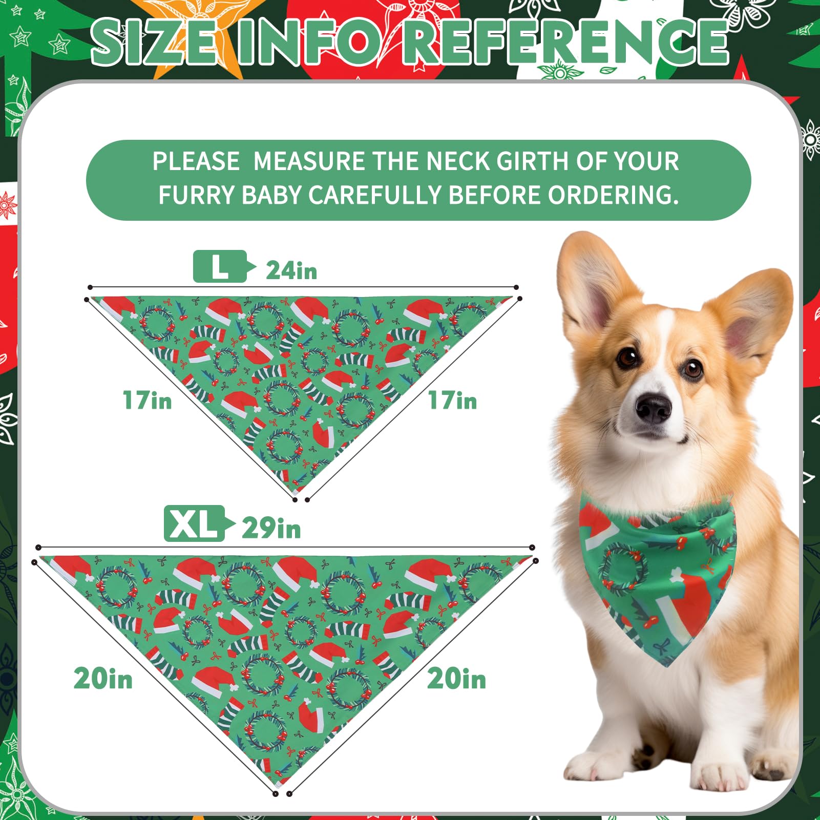 Expawlorer Christmas Dog Bandanas - 4 Pack Reversible Holiday Dog Bandanas Costume Boy And Girl, Soft Triangle Scarfs Bibs, Xmas
