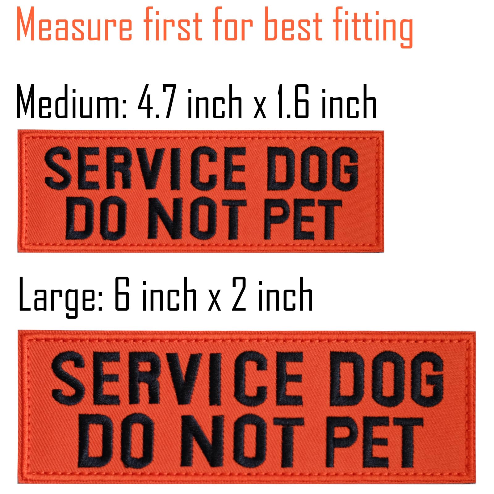 Fitznora Embroidered Service Dog Do Not Pet Patches, 2 Pack Clear Sign With Hook And Loop Pieces, Easy To Read Tabs For Dog Vest