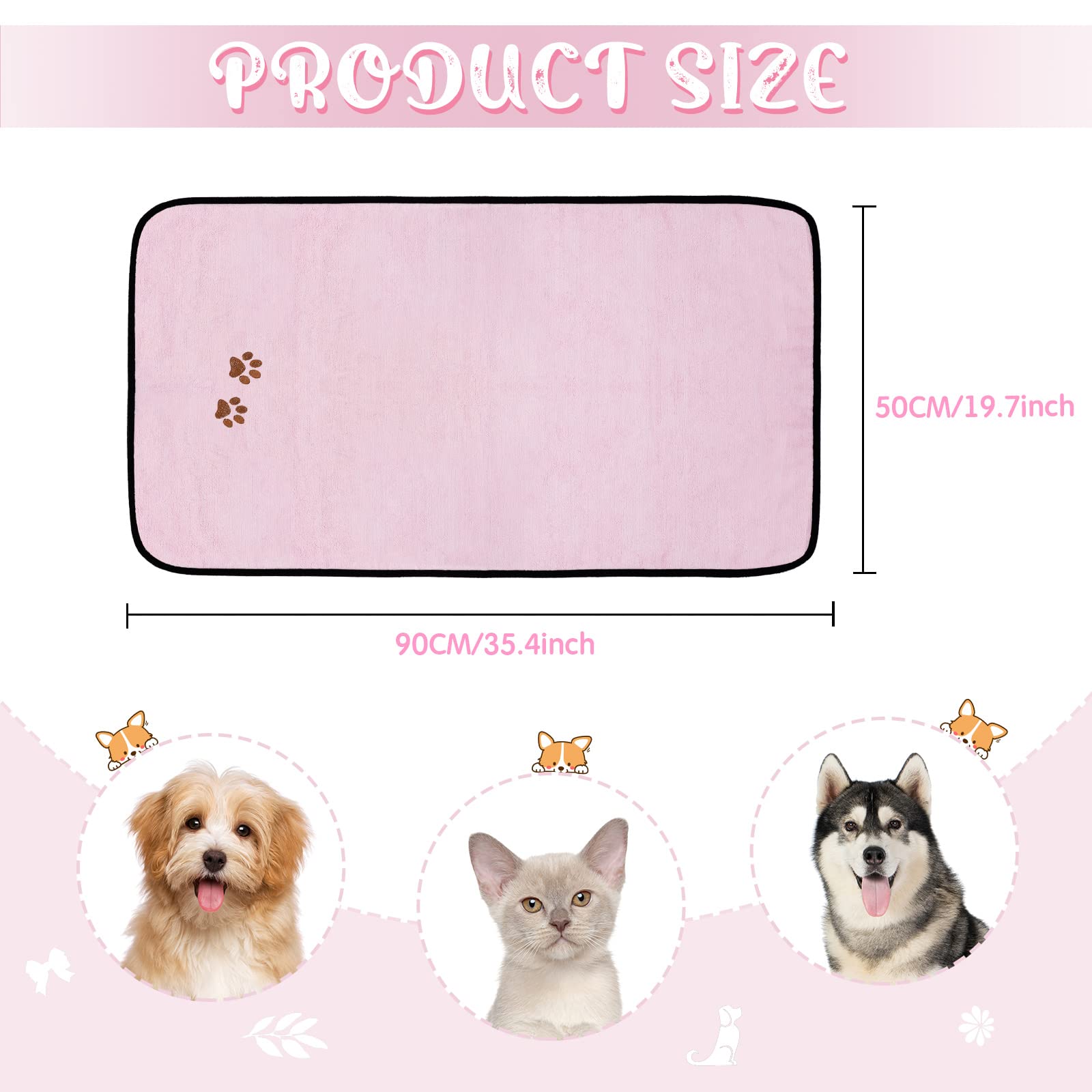 4 Pack Dog Towels For Drying Dogs Microfiber Dog Towel Soft Absorbent Pet Bath Towel Dog Drying Grooming Towel With Embroidered Paw For Pet Dogs Cats Bathing And Grooming (Pink, 35 X 20 Inch)