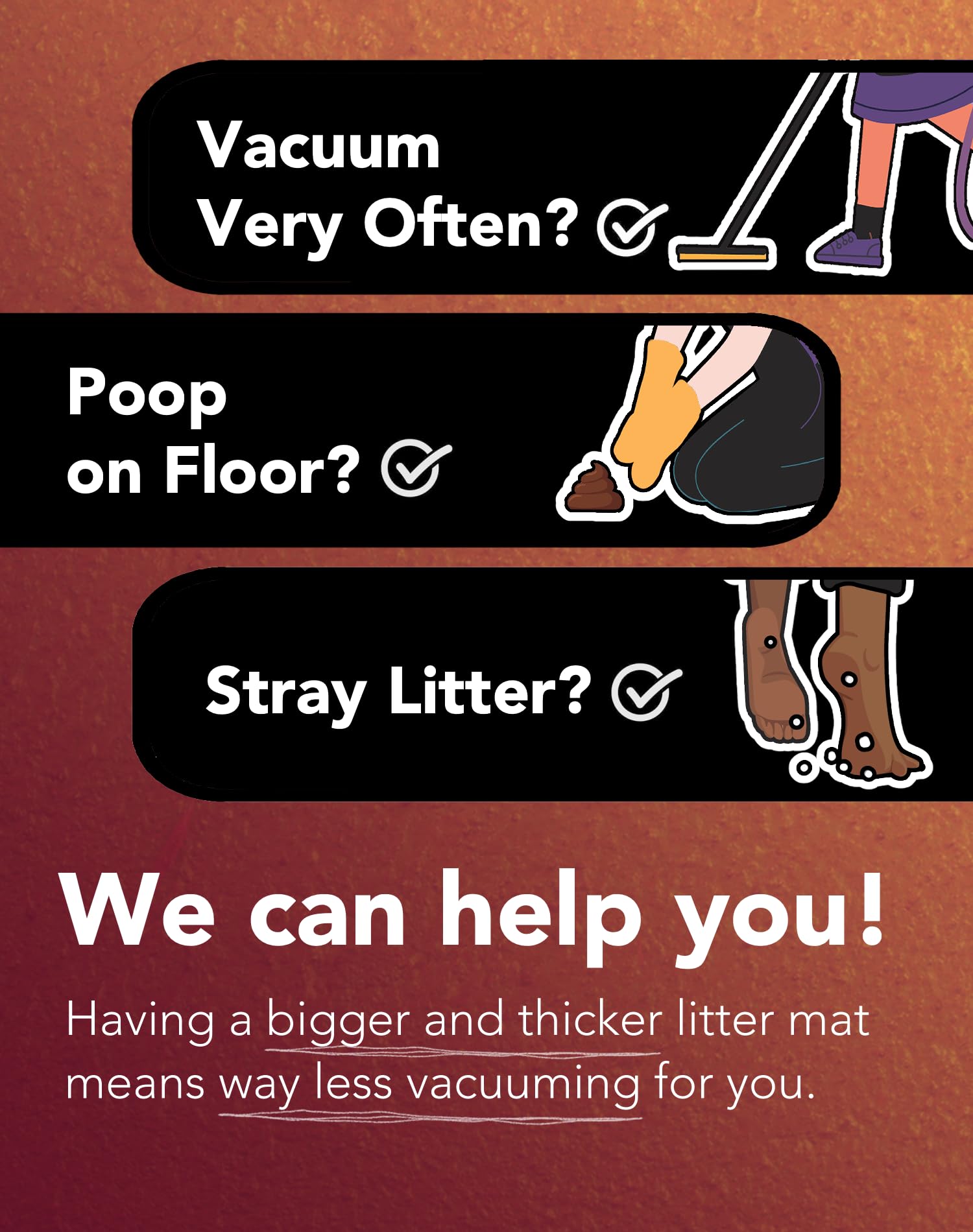 Lukamoo Cute Cat Litter Mat (24''X16''), Large, For Kitty Litter & Cute Cat Litter Box, Clean My Poop