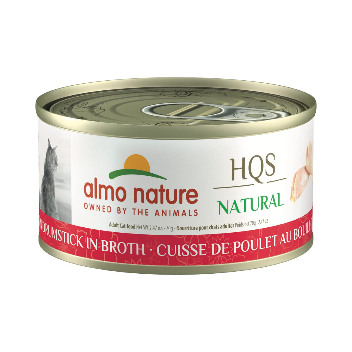 Almo Nature Hqs Natural Chicken Drumstick Grain Free, Additive Free, Adult Cat Canned Wet Food, Shredded