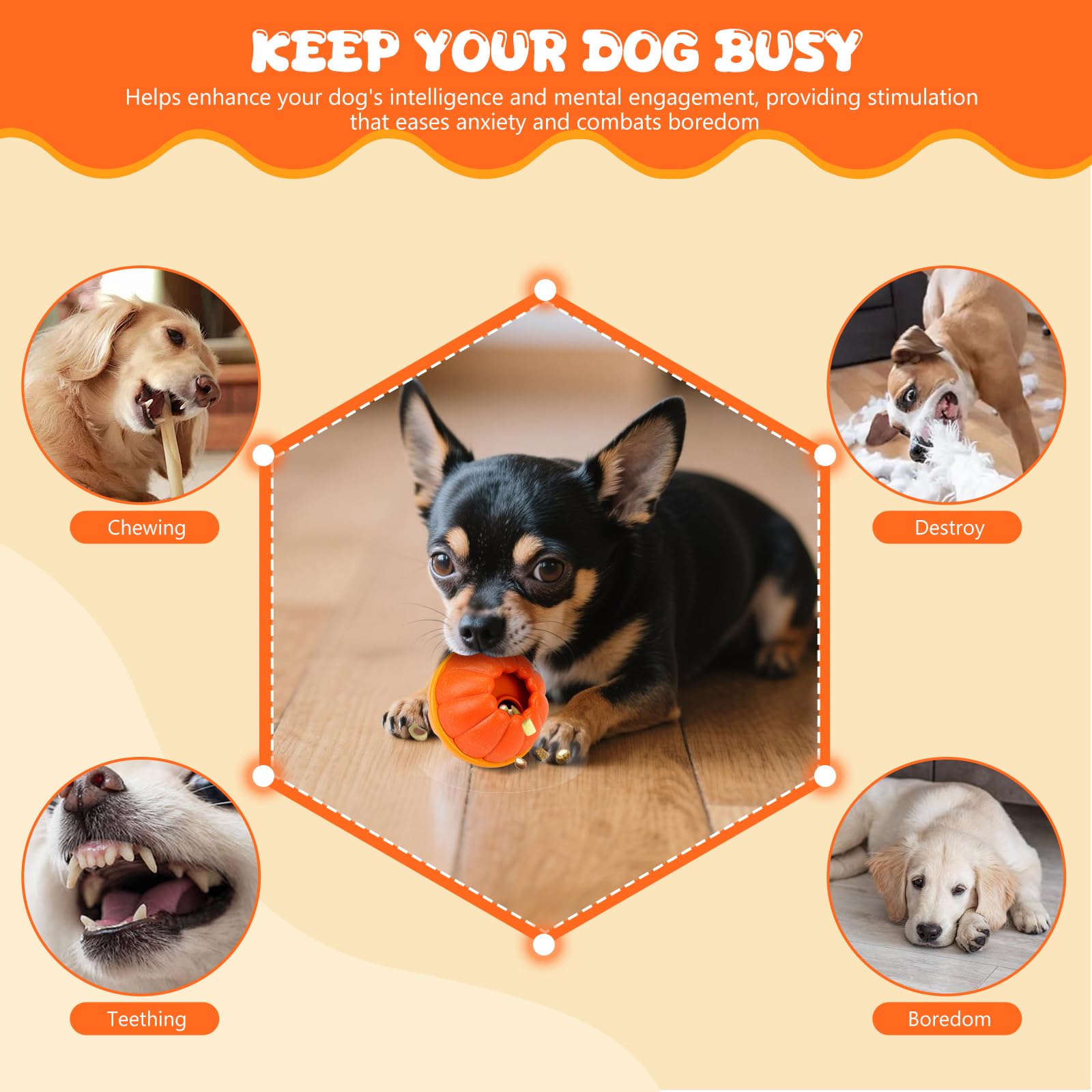 Yummy Sam Frozen Treat Dispensing Dog Toy Ball - Durable Interactive Puzzle Chew Toy for Medium/Large Dogs - Orange