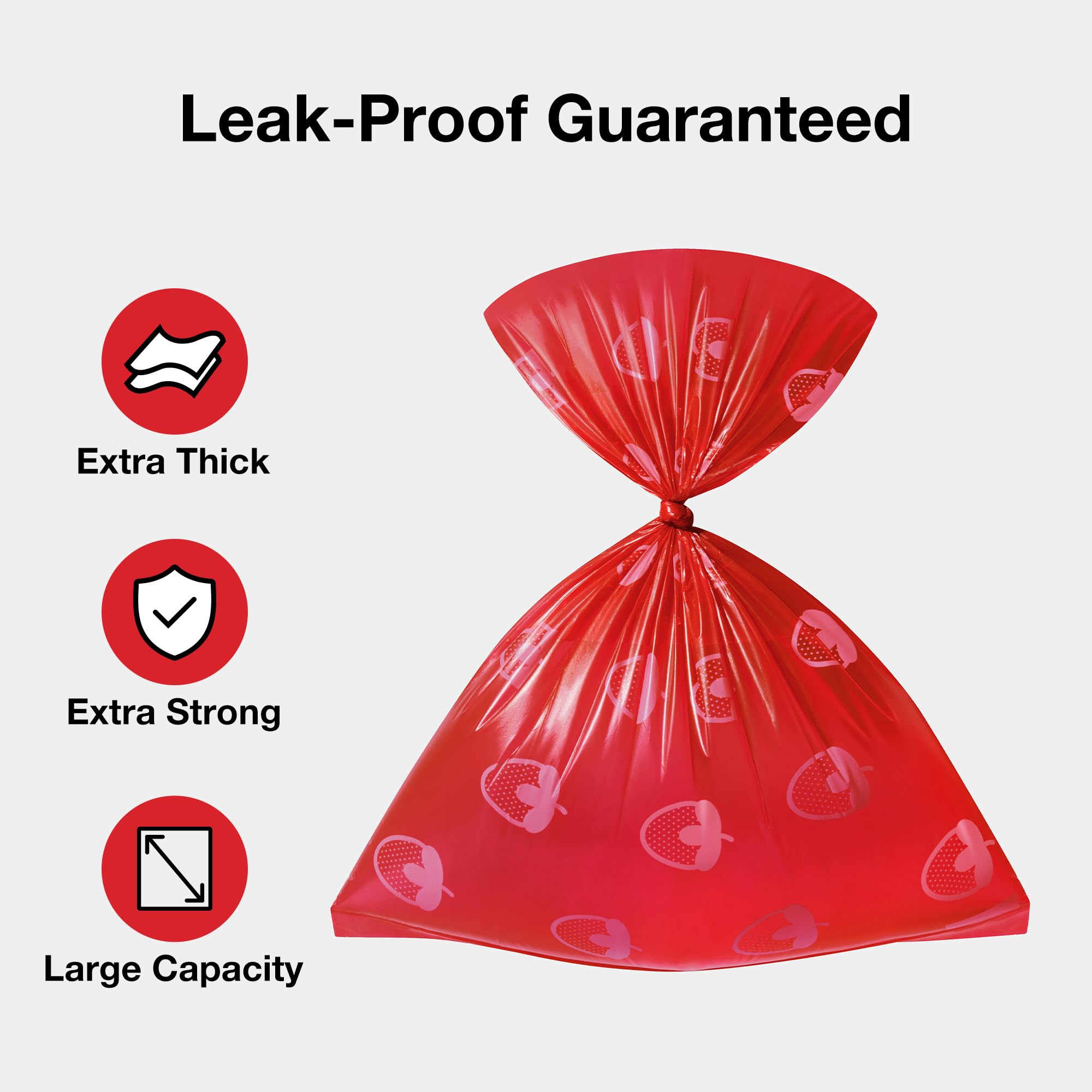 VETRESKA Strawberry Scented Dog Poop Bags - Leak Proof, Extra Thick, 300 Count, Red