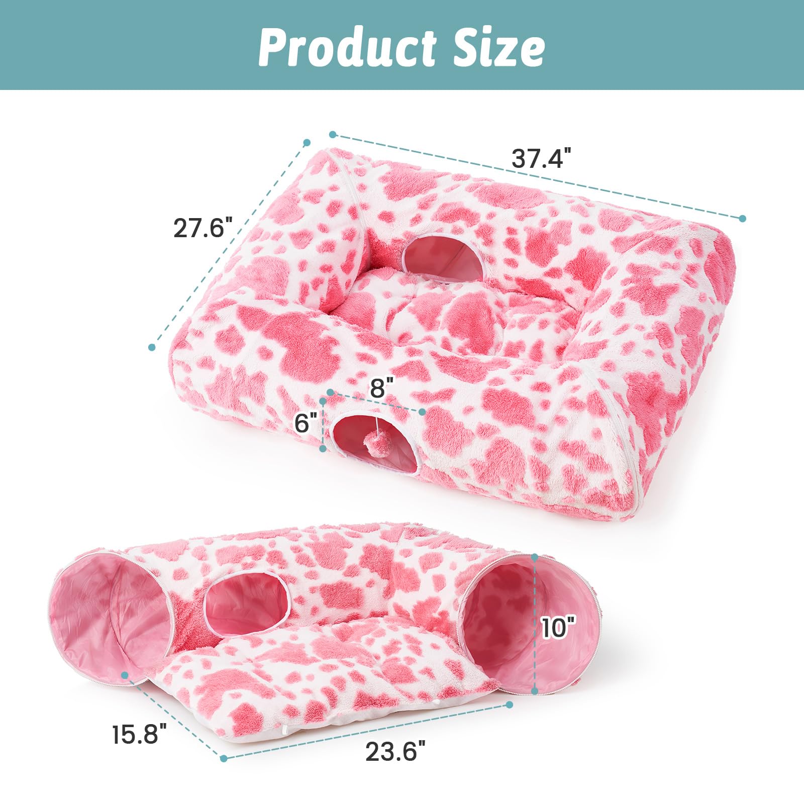 Cozy Kiss Cat Tunnel Bed For Indoor Cats, Foldable Cute Cat Donut Tunnel With Washable Cushion, Kitten Toys For Indoor Cats Pupp