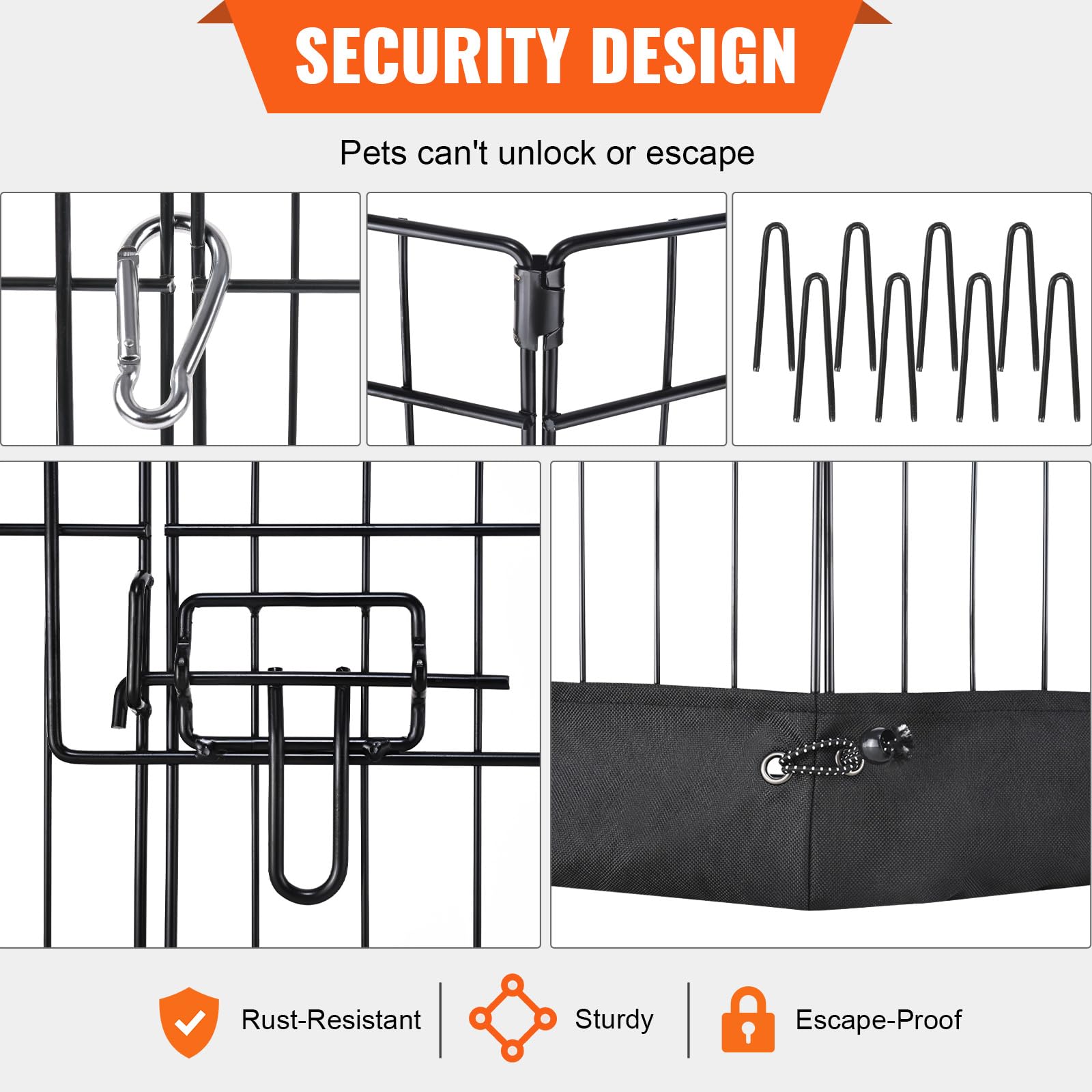 VEVOR Dog Playpen, 8 Panels Foldable Metal Dog Exercise Pen with Top Cover and Bottom Pad, 24 H Pet Fence Puppy Crate Kennel, In