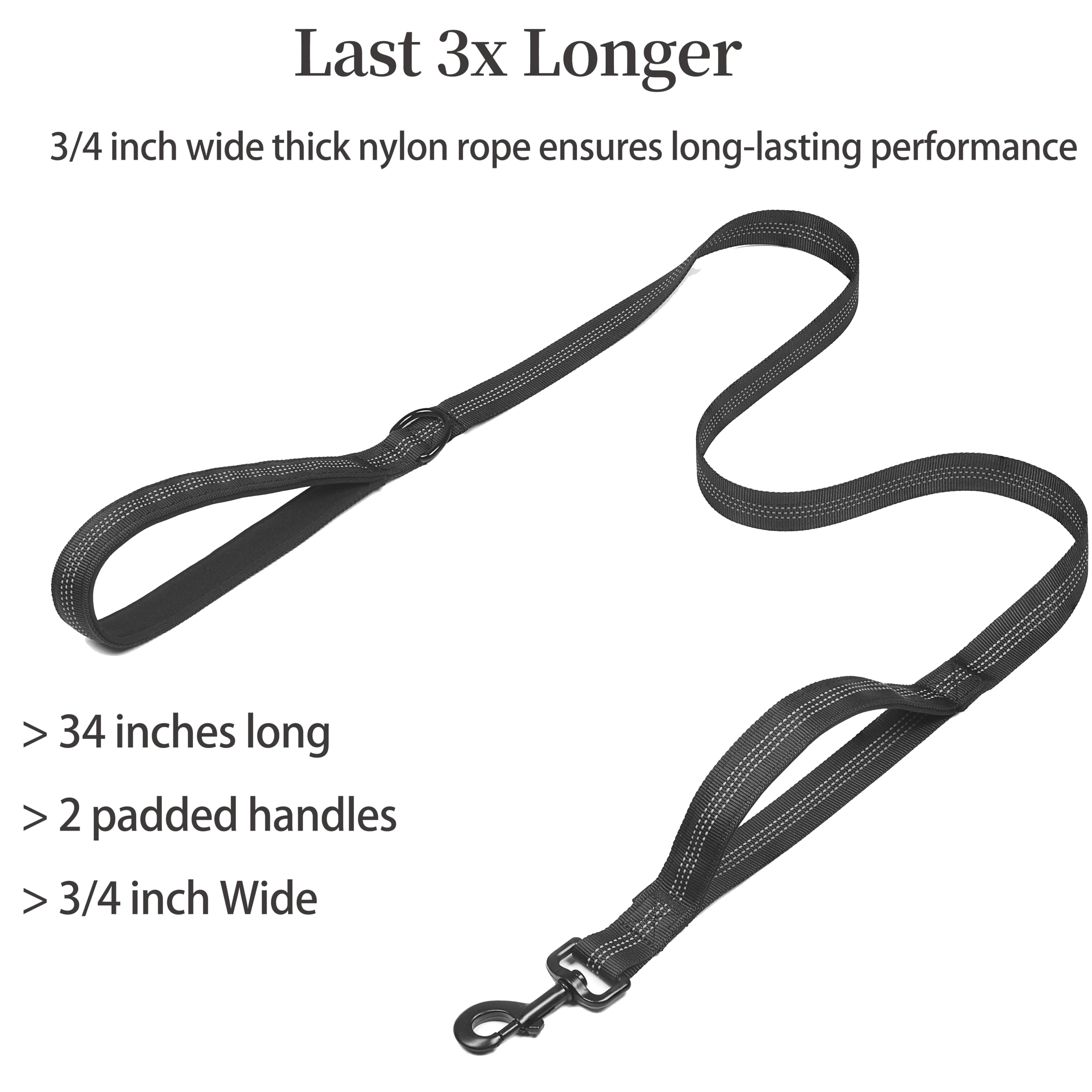 Iyoshop Double Dog Leash With Three Extra Traffic Handles, 360 Swivel No Tangle Dual Dog Walking Leash, Comfortable Shock Absorb