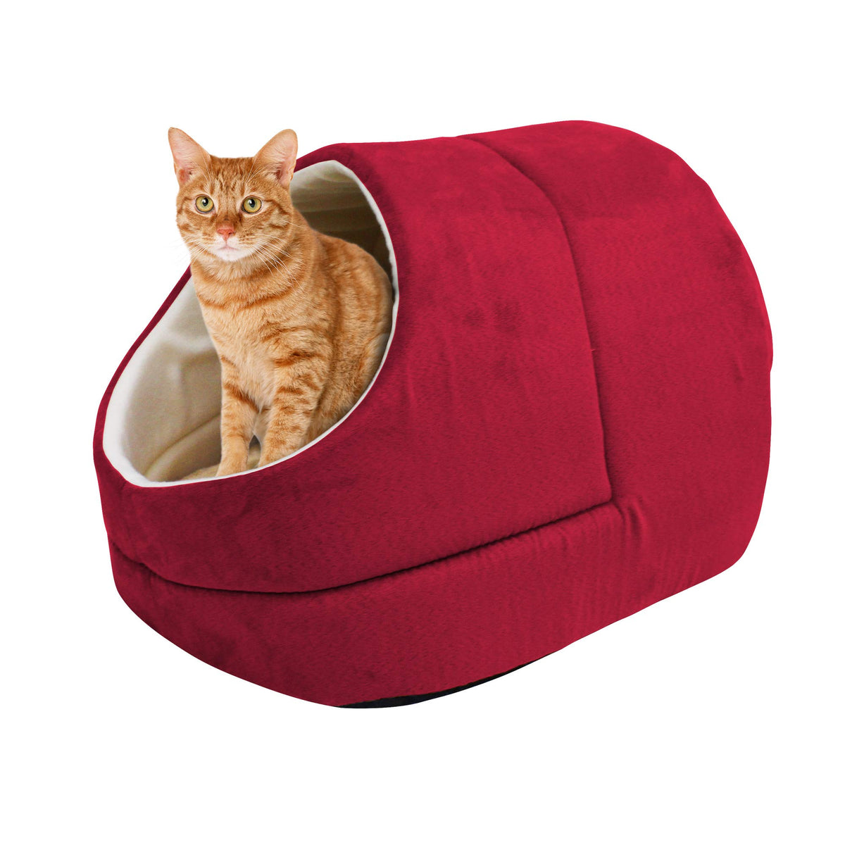 Goopaws Goopaws Cat Cave For Cat And Warming Burrow Cat Bed, Pet Hideway Sleeping Cuddle Cave (Burgundy-2)