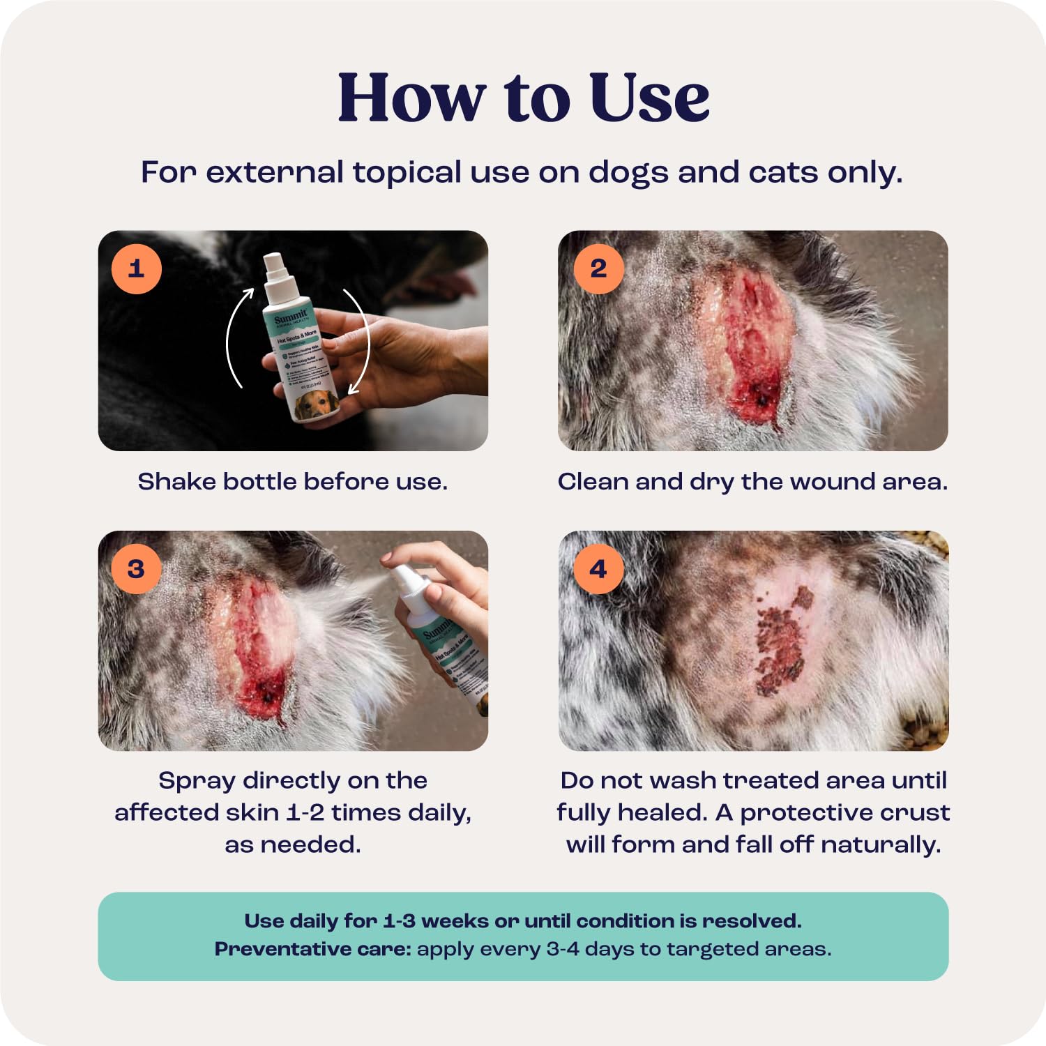 Summit Hot Spots & More Spray for Dogs (Formerly SummitSkin), All-Natural Dog Wound Care, Healing Aid, Skin Repair, Hot Spot Rel