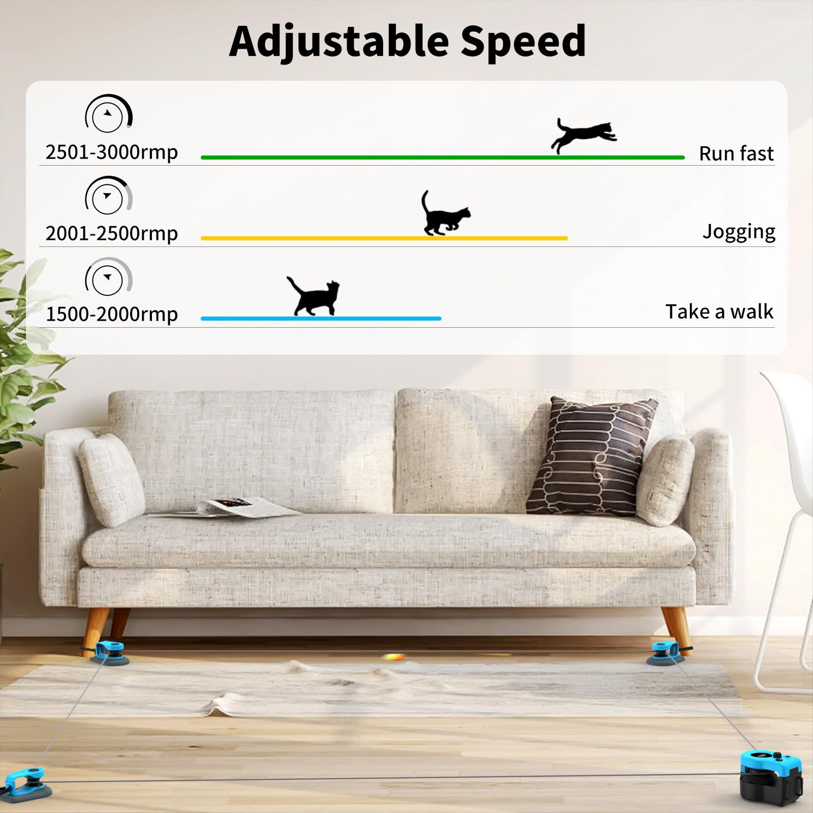 Asfrost Upgraded Interactive Cat Toy For Indoor Cats, Auto/Manual Control Diy Cat Feather Mouse Toy Treadmill For Bored Kitten P