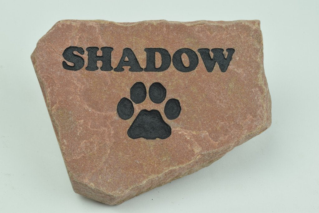 Graphicrocks Personalized Red Pet Memorial Stone Headstone Grave Marker Dog Or Cat With Paw Print And Engraved With Name Of Your Pet