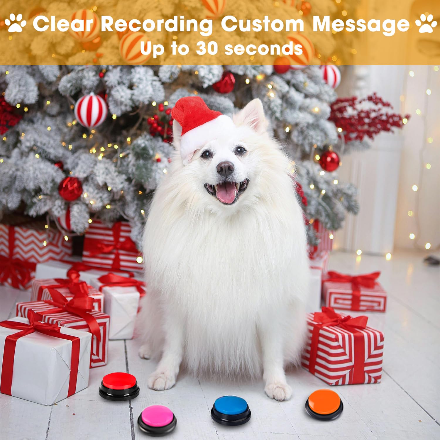 Molik Voice Recording Button 4 Color, Dog Buttons For Communication Pet Training Buzzer, 30 Second Record & Playback, For Family Game And Trivia Nights
