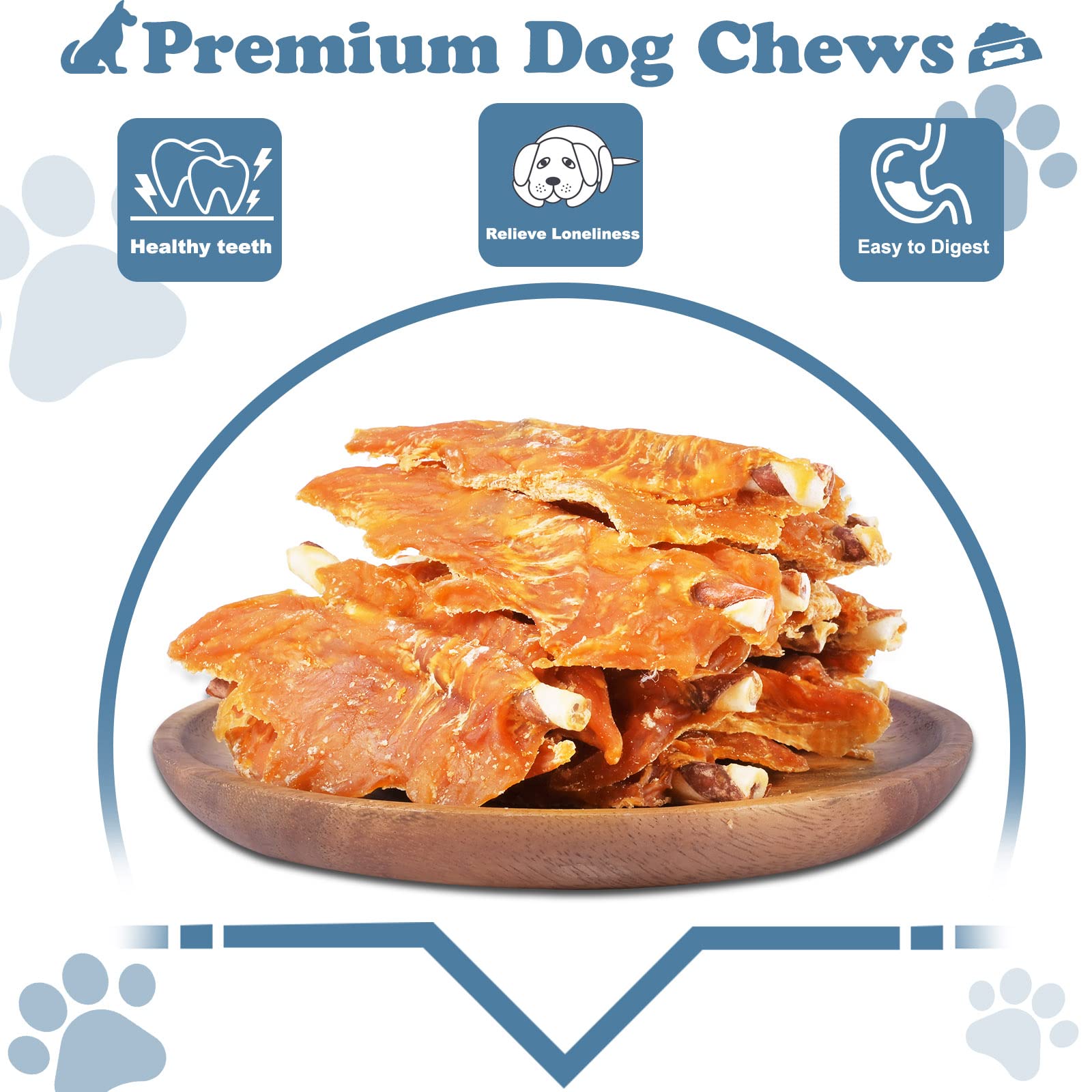 Pawant Chicken Jerky with Twist Rawhide Sticks Puppy Training Snacks Dog Chews Treats 1lb/454g