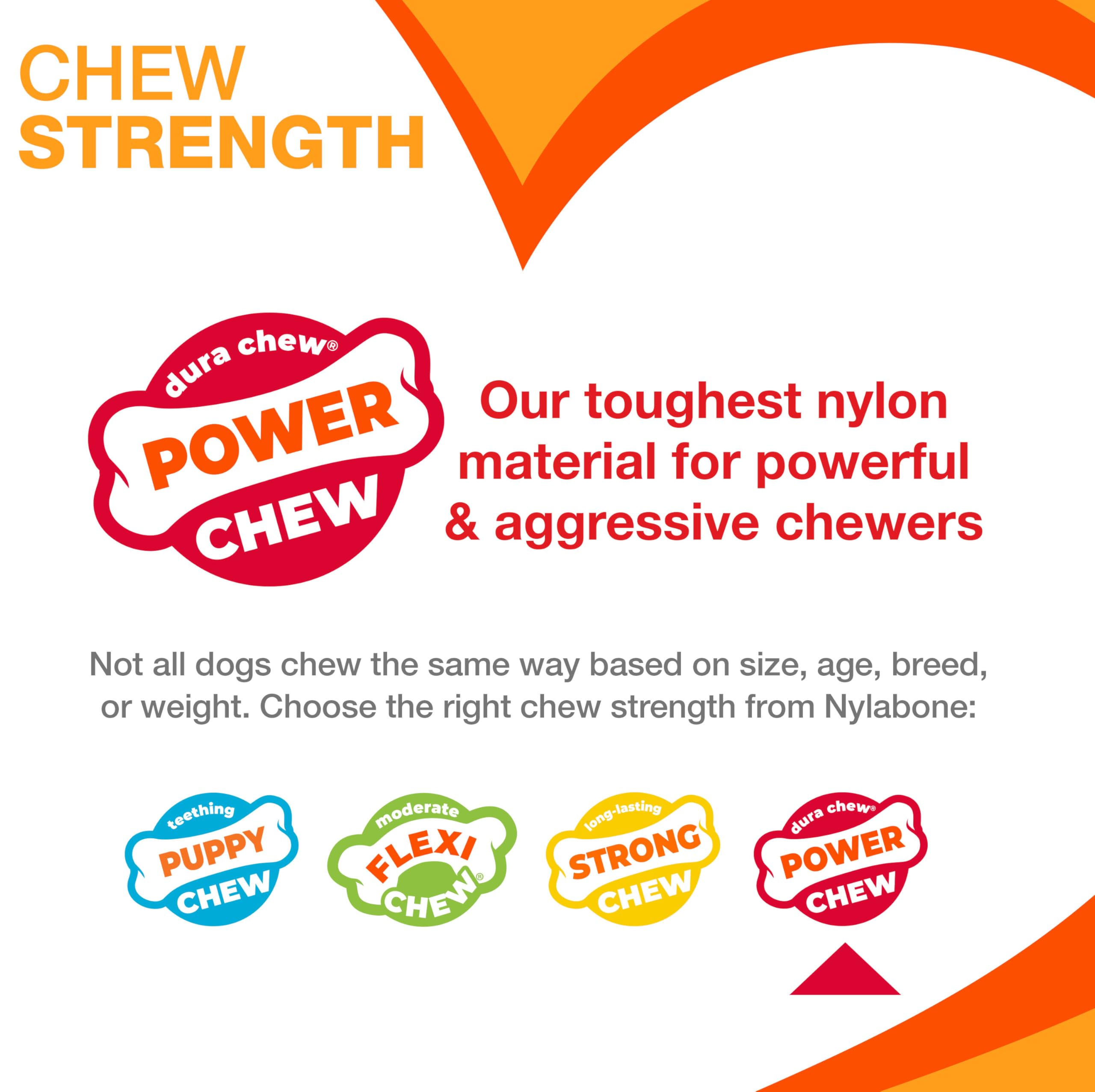 Nylabone Power Chew Classic Bone Chew Toy for Dogs, Durable Dog Toys for Aggressive Chewers, Chicken Flavor, X-Small/Petite - Up