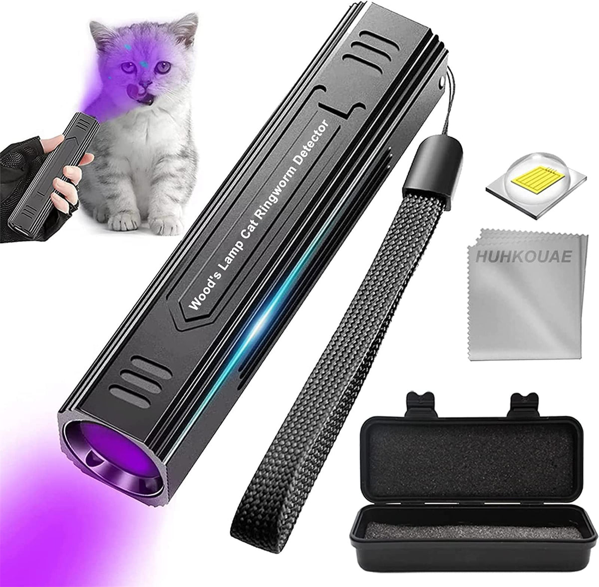 Wood'S Lamp Pet Cat, Dog Wood'S Black Light Flashlight Cat Ringworm Detector,Doctor Pet Urine Detector,For Analyzing Skin Dog Cat Care Bed Bug Inspect.