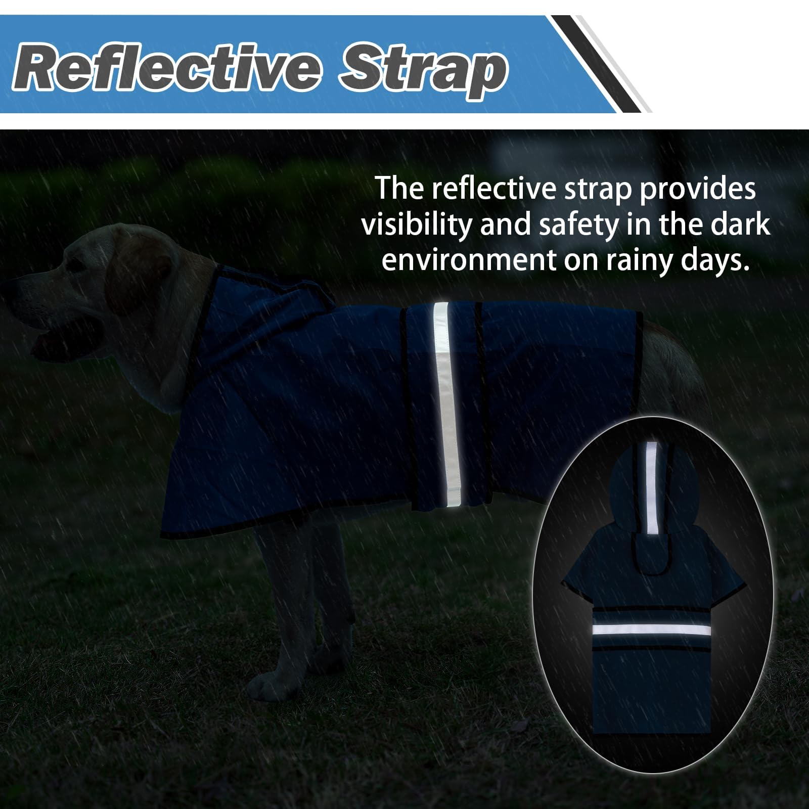 KOOLTAIL Dog Raincoat Hooded Slicker Poncho with Leash Hole, Raincoat for Large Dogs, Waterproof Doggie Rain Jacket with Reflect