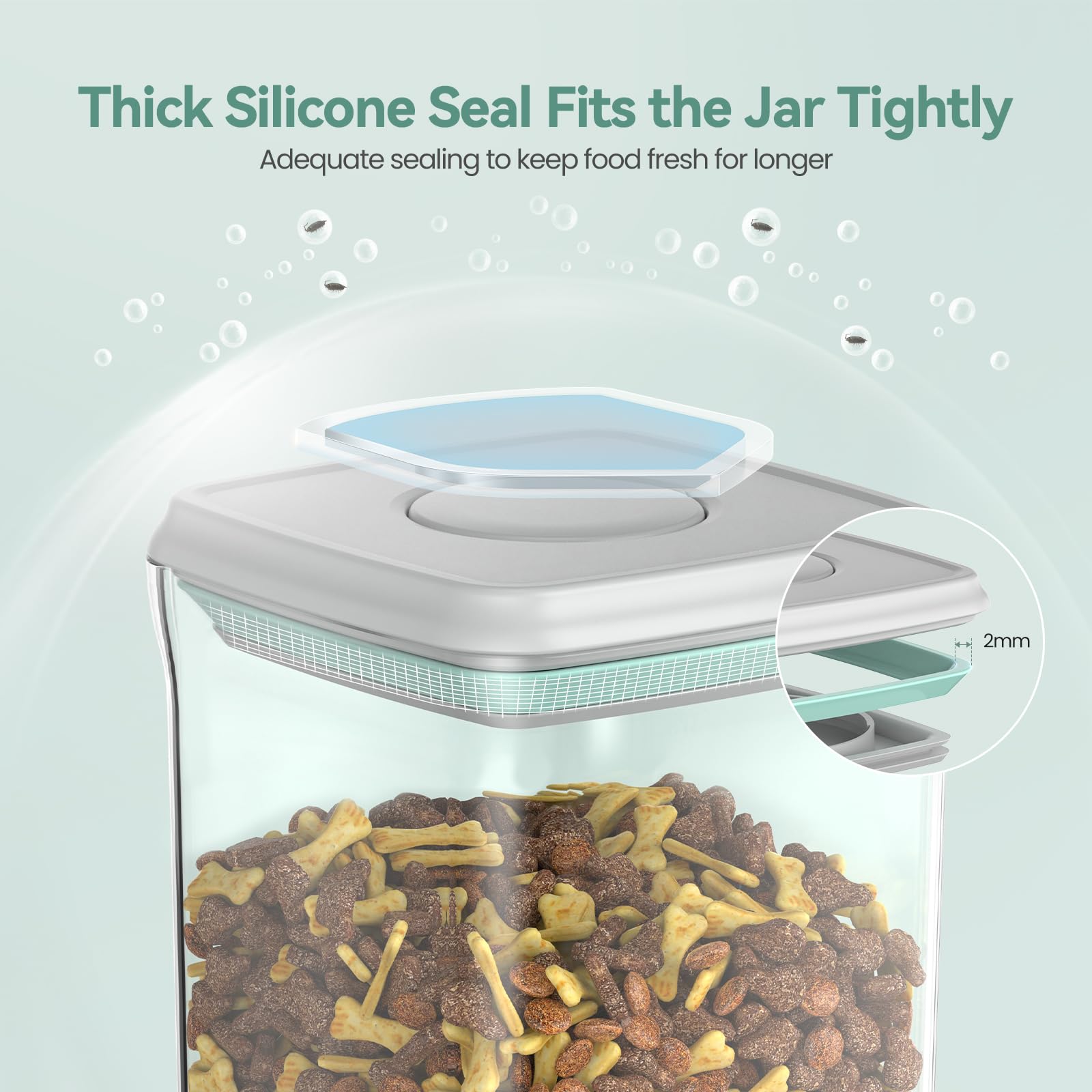 FAFAFLYER Dog-Cat POP Treat-Airtight jar-Container - 2.2 Qt/2 L | Stackable One-Touch Opening | For Snacks Candy Salt Herbs Spic