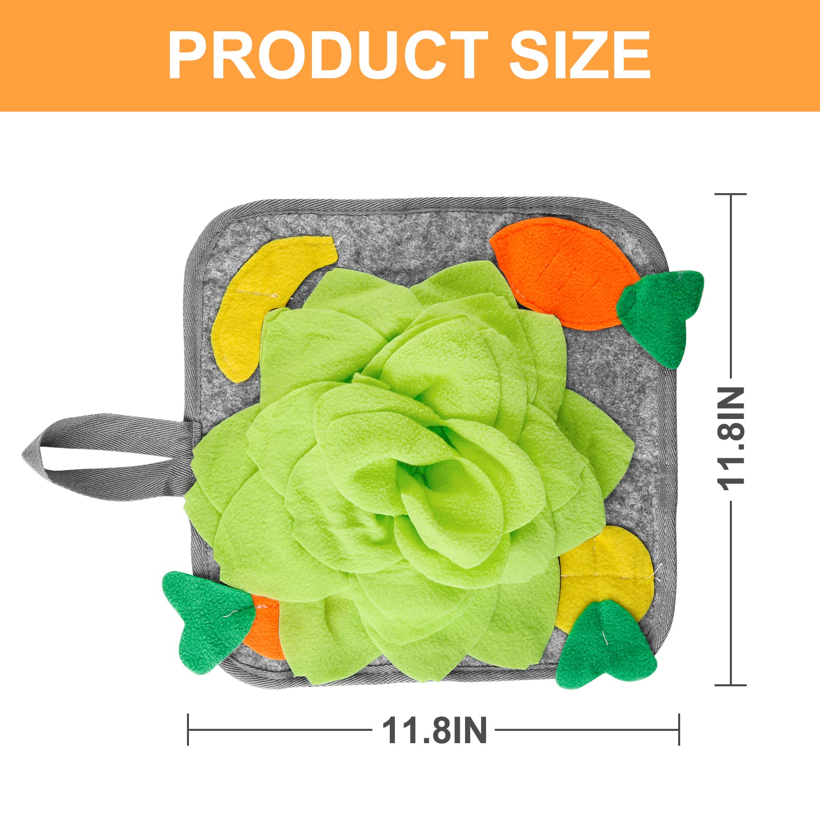 Loperdeve Rabbit Foraging Mat, Rabbit Toy 11.8''X11.8'' Rabbits Snuffle Mat Machine Washable Polar Fleece Funny Interactive Nose