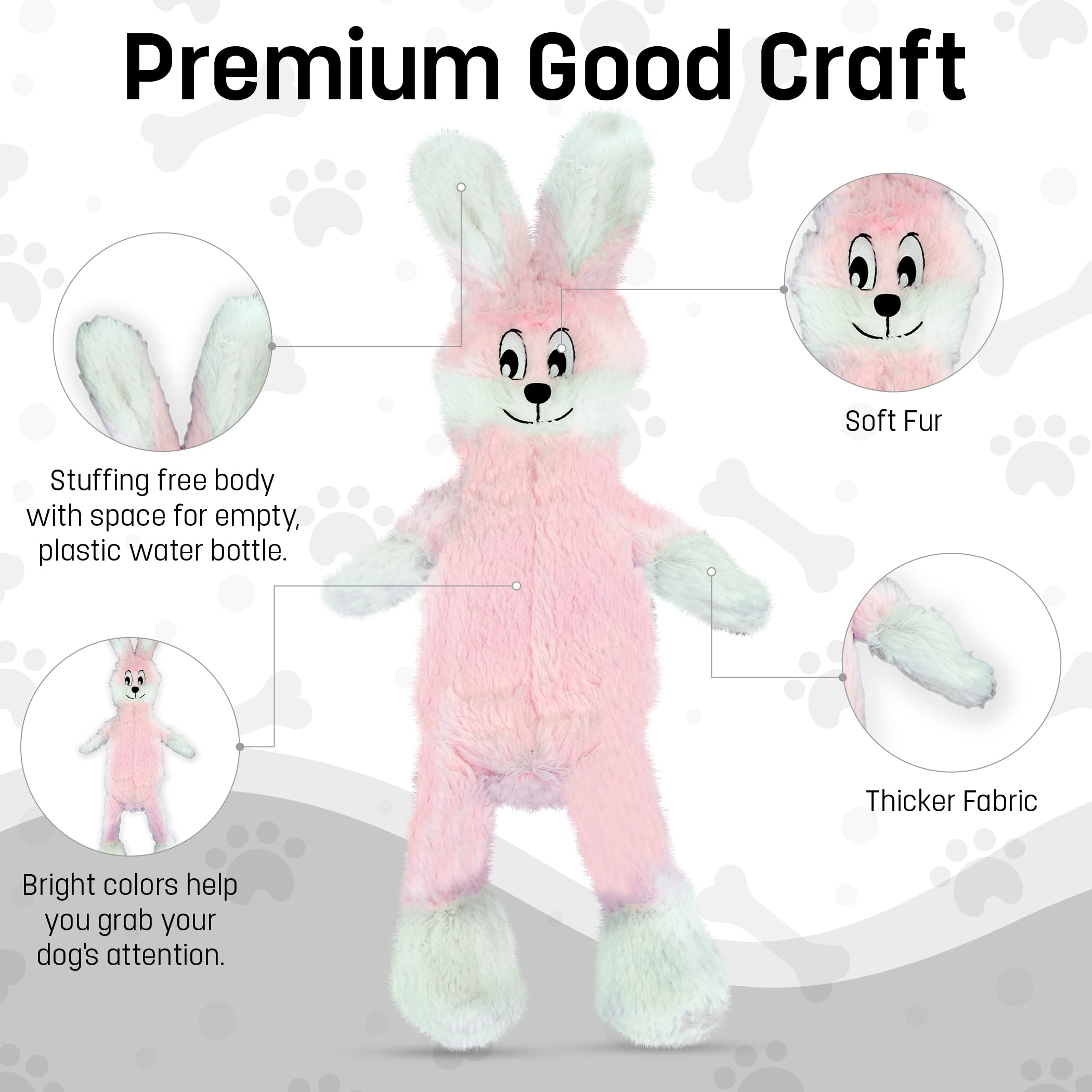 Fga Marketplace Pink Rabbit-Duck Flat No Stuffing No Squeak Plush Dog Toy, Funny Style Will Entertain Your Pet For Hours, Recomm