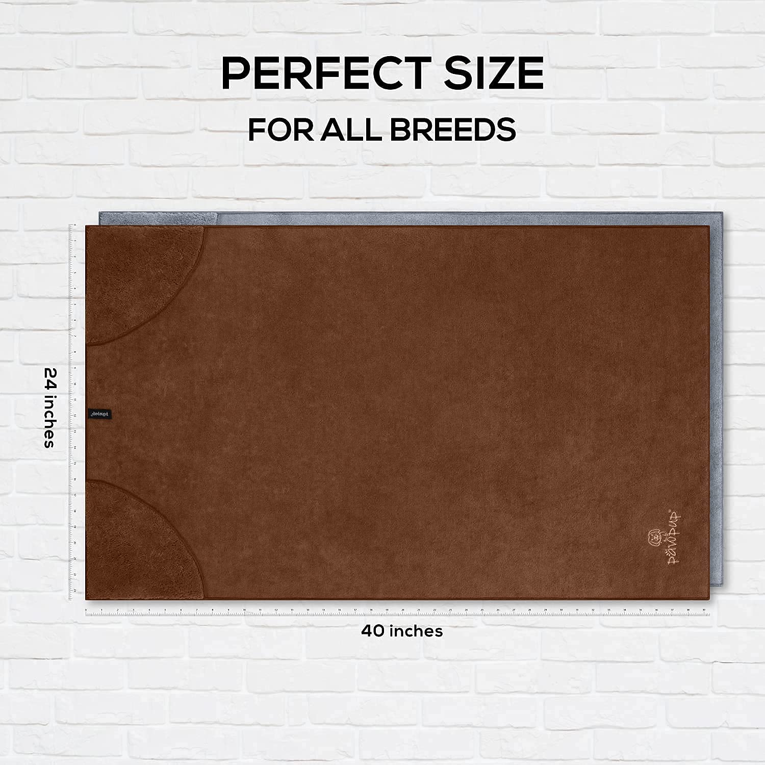 Pawpup Dog Towel Super Absorbent - Pack Of 2 - Quick Drying Super Soft Microfiber Pet Towel For Dogs, Cats And Other Pets (Brown And Grey)