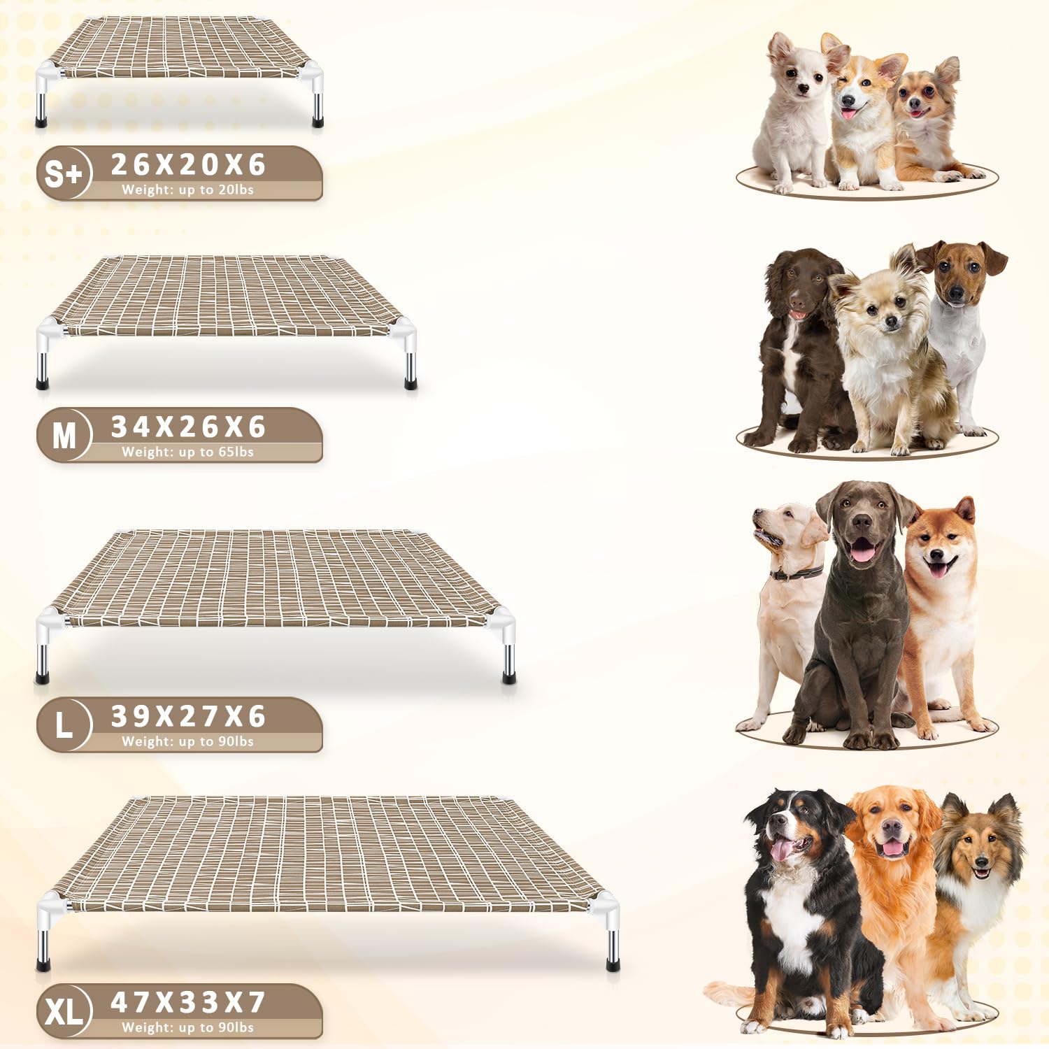 Dopliv Elevated Dog Bed - Raised Pet Cot for Large Dogs, Portable Indoor & Outdoor Dog cot Bed, Soft and Comfortable, Pet Bed fo