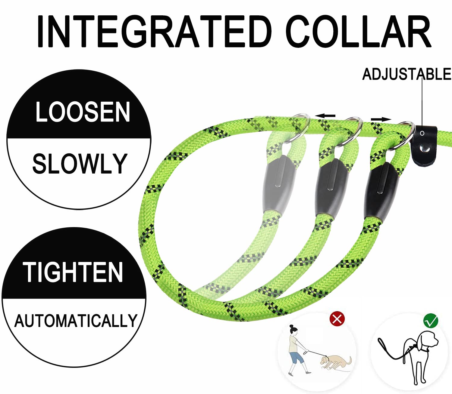 6 Ft Dog Leash, Heavy Duty Rope Dog Leashes, Strong Training Dogs Leash With Comfortable Padded Handle And Highly Reflective Thr