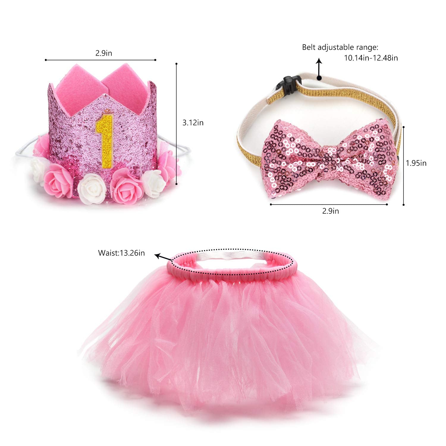 Legendog Dog Tutu Skirt, Dog Birthday Party Supplies - Dog Birthday Hat - Dog Bowtie, Cute Pink Dog Birthday Outfit Girl, Dog Dresses For Small Dogs
