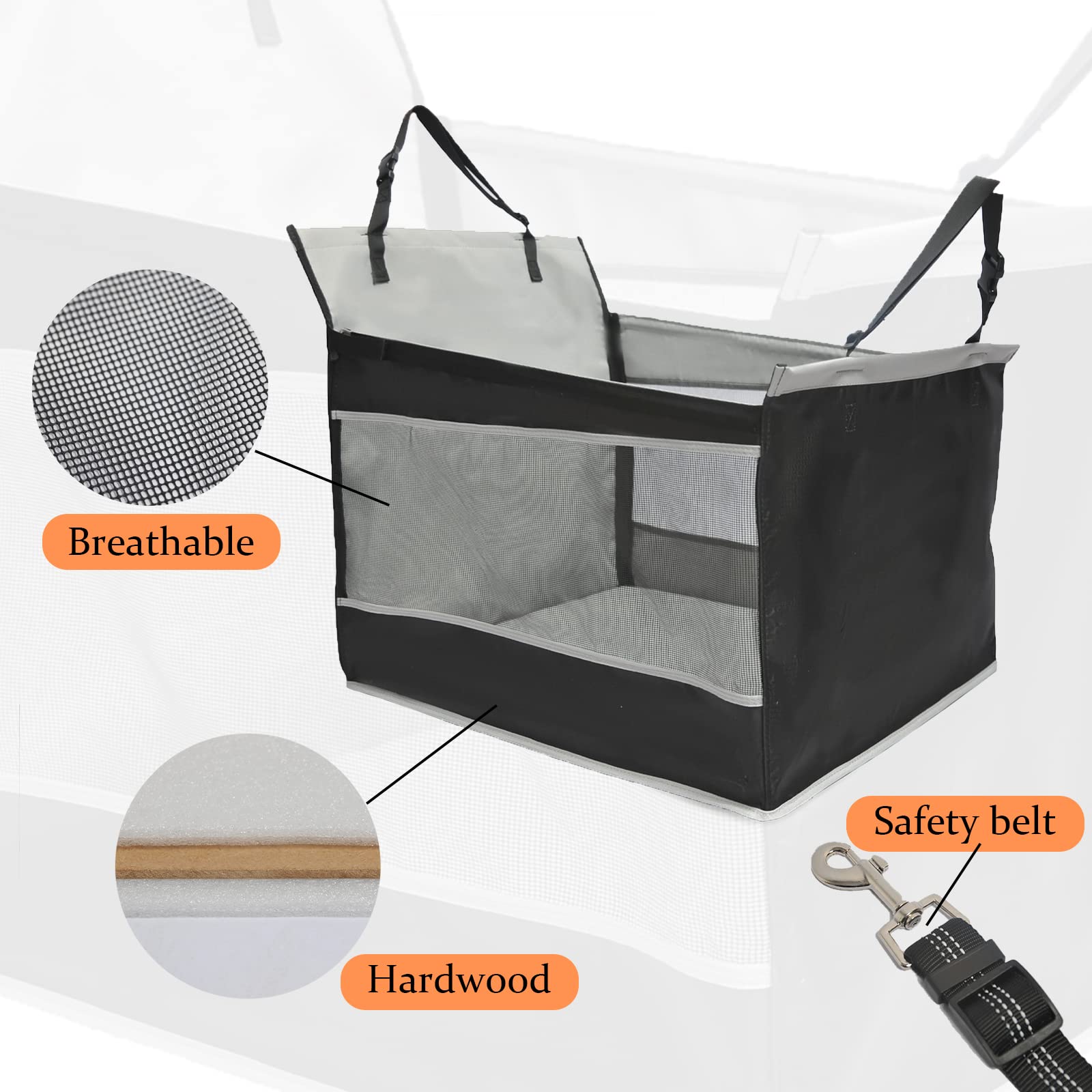 Car Seat For Medium Sized Dogs - Waterproof And Breathable Mesh Seat Extender With Safety Belt, Comfortable And Safe Road Trip (