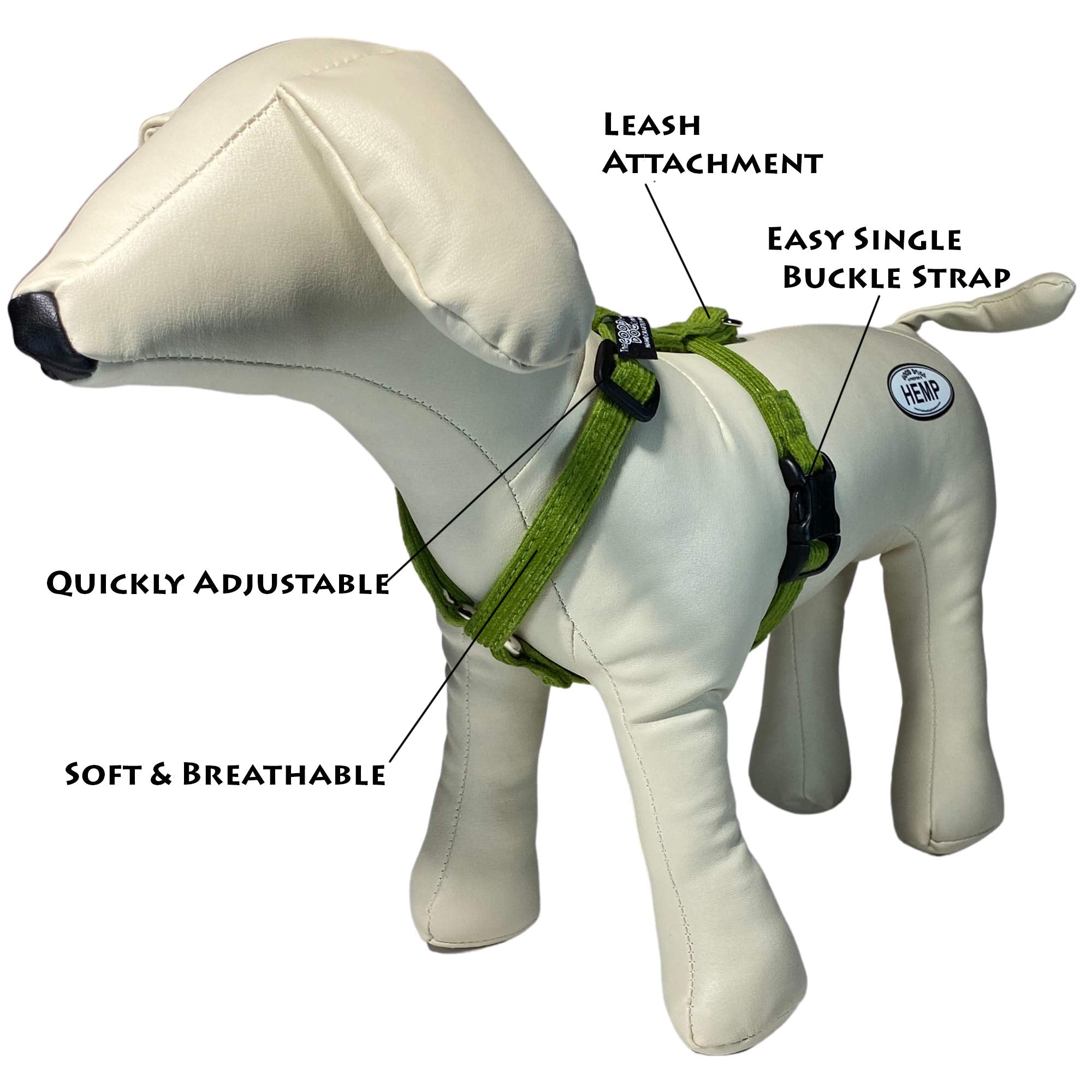 Hemp Corduroy Harness Available In 9 Colors H-Style (Avocado, 3/4' Small)