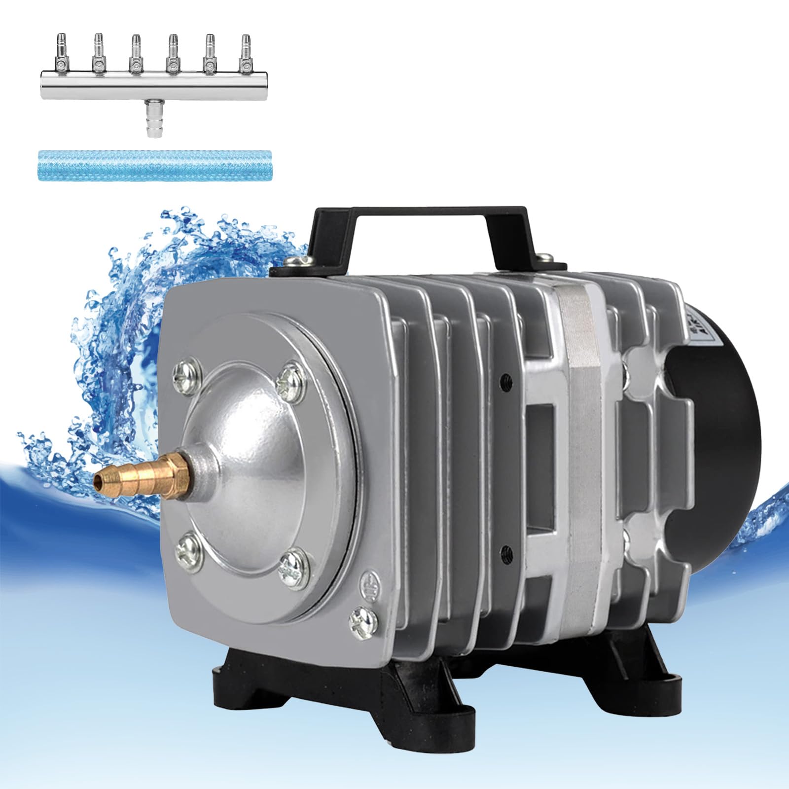 FUMAK Aquarium Air Pump - 650GPH Commercial Bubbler & Aerator, Model ACO-001, Hydroponic Use, Durable Aluminum Construction