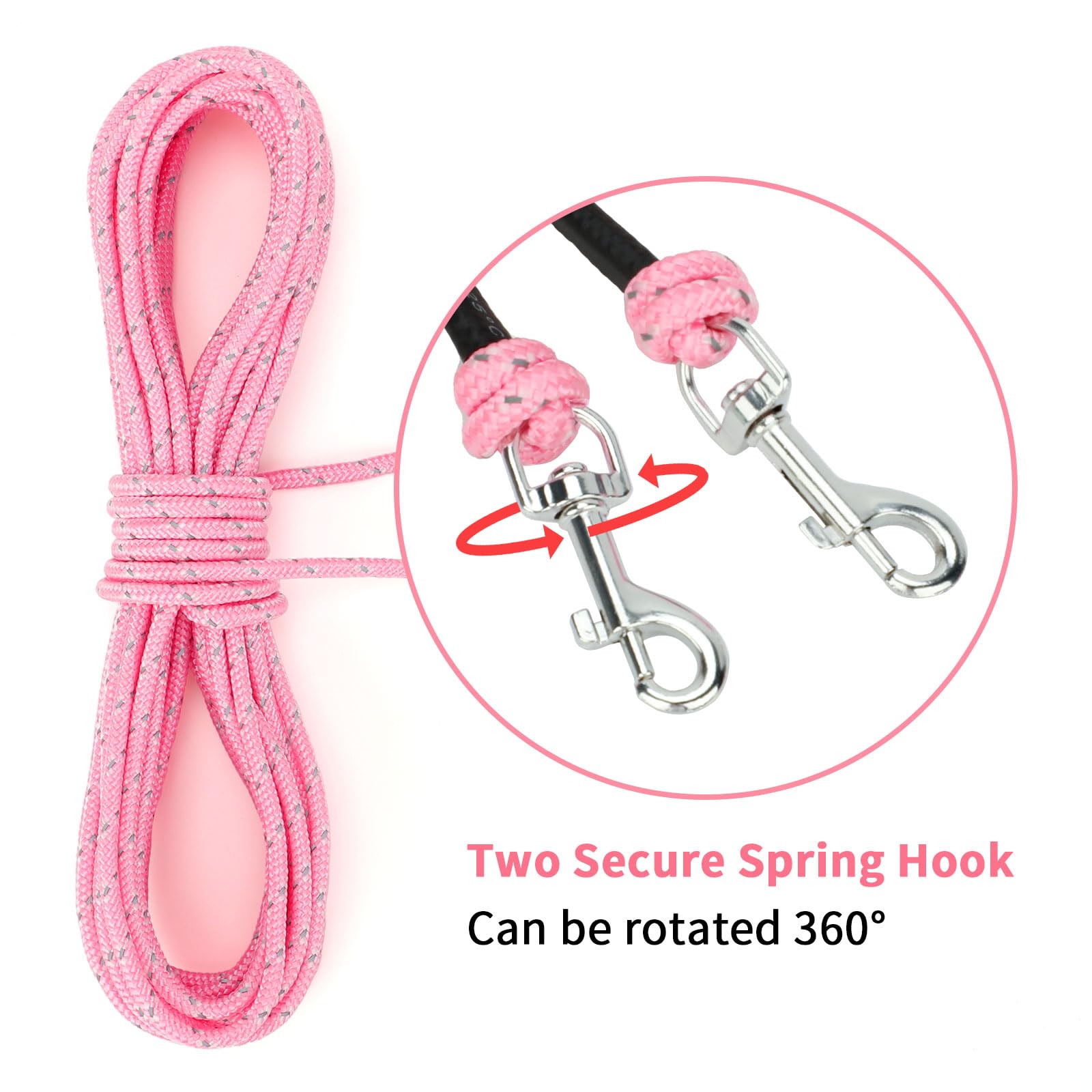 Rypet Reflective Cat Long Leash 15 Ft Escape Proof Walking Leads Yard Long Leashes Durable Safe Personalized Extender Leash Tran