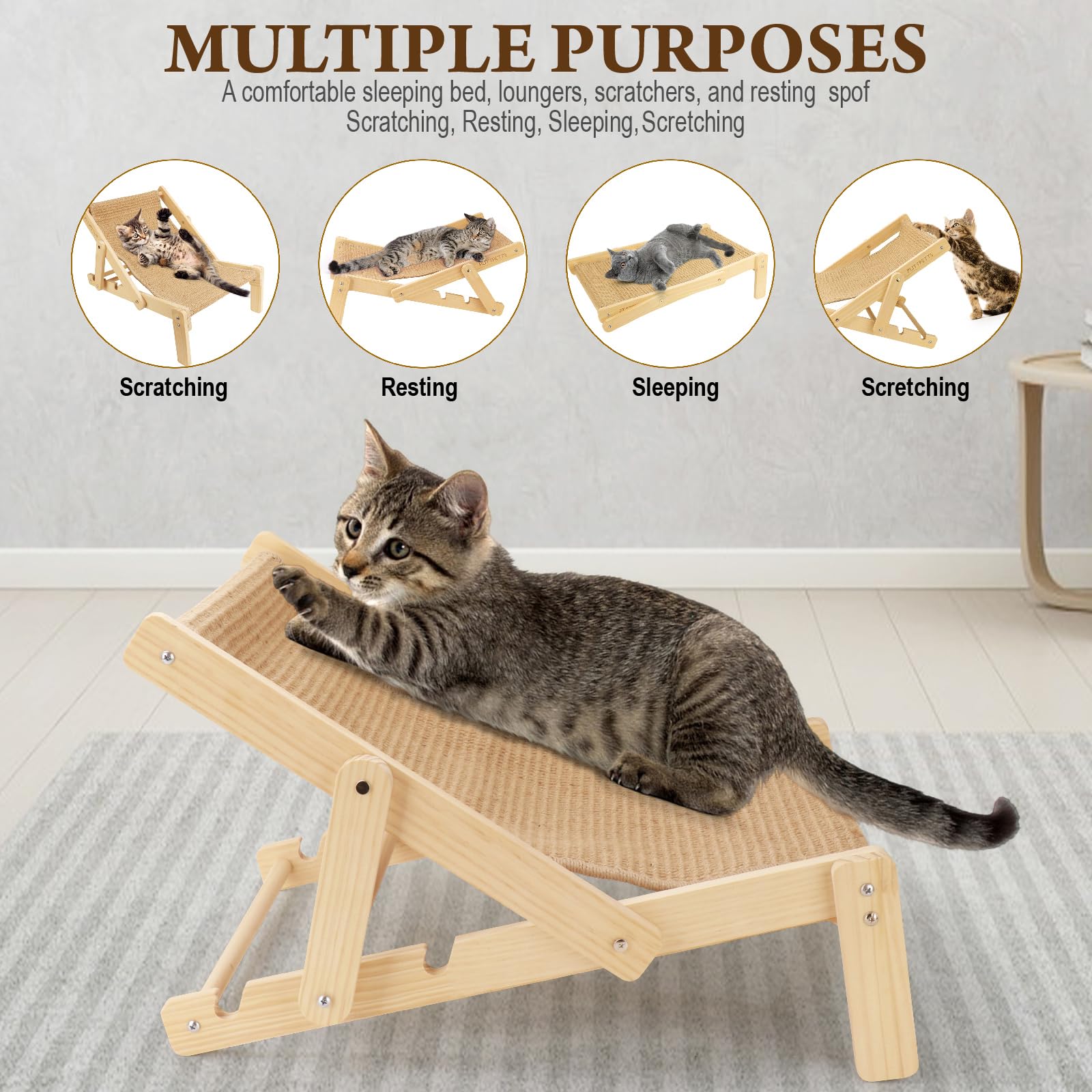Plittpetts 2 In 1 Cat Sisal Chair For Indoor Cats Hammock For