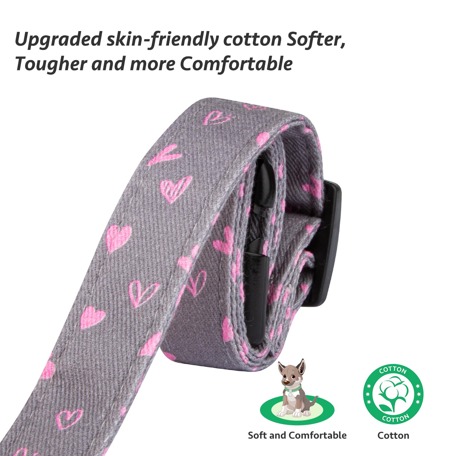 Cotton Handmade Dog Collar Cute And Distinctive Patterns Grey Heart With Pendant For Girl Boy Dogs Collars M