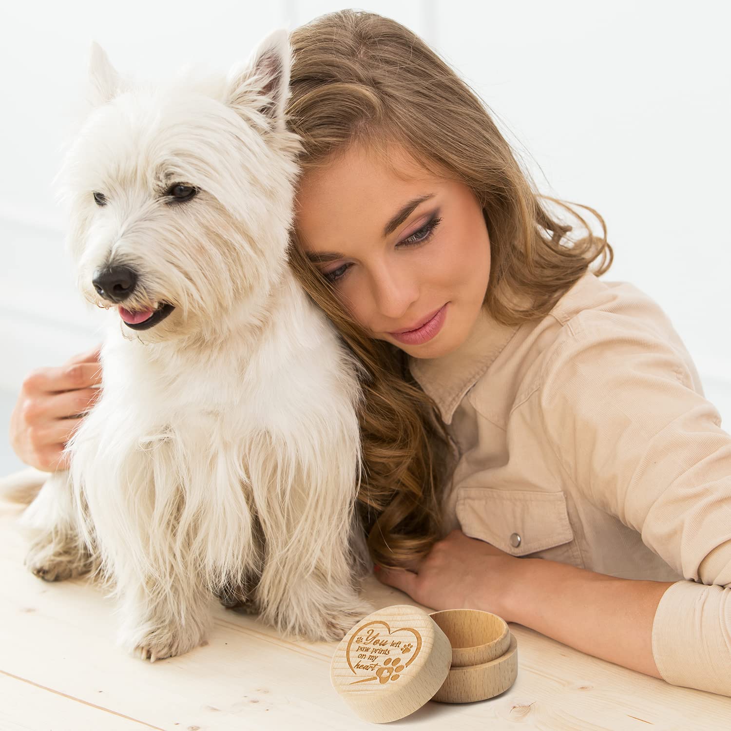 Cjiangpo Dog Memorial Keepsake Box, Wooden Pet Urns Memorial Gifts For Loss Of Dog Cat Hair Ashes Container Remembrance Pet Loss