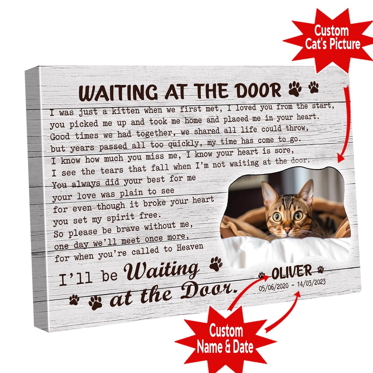 C80813 Funny Cat Memorial Canvas Gifts For Cat Lover Mom - Personalized Wall Art Decor With Custom Landscapes, Name Text Picture