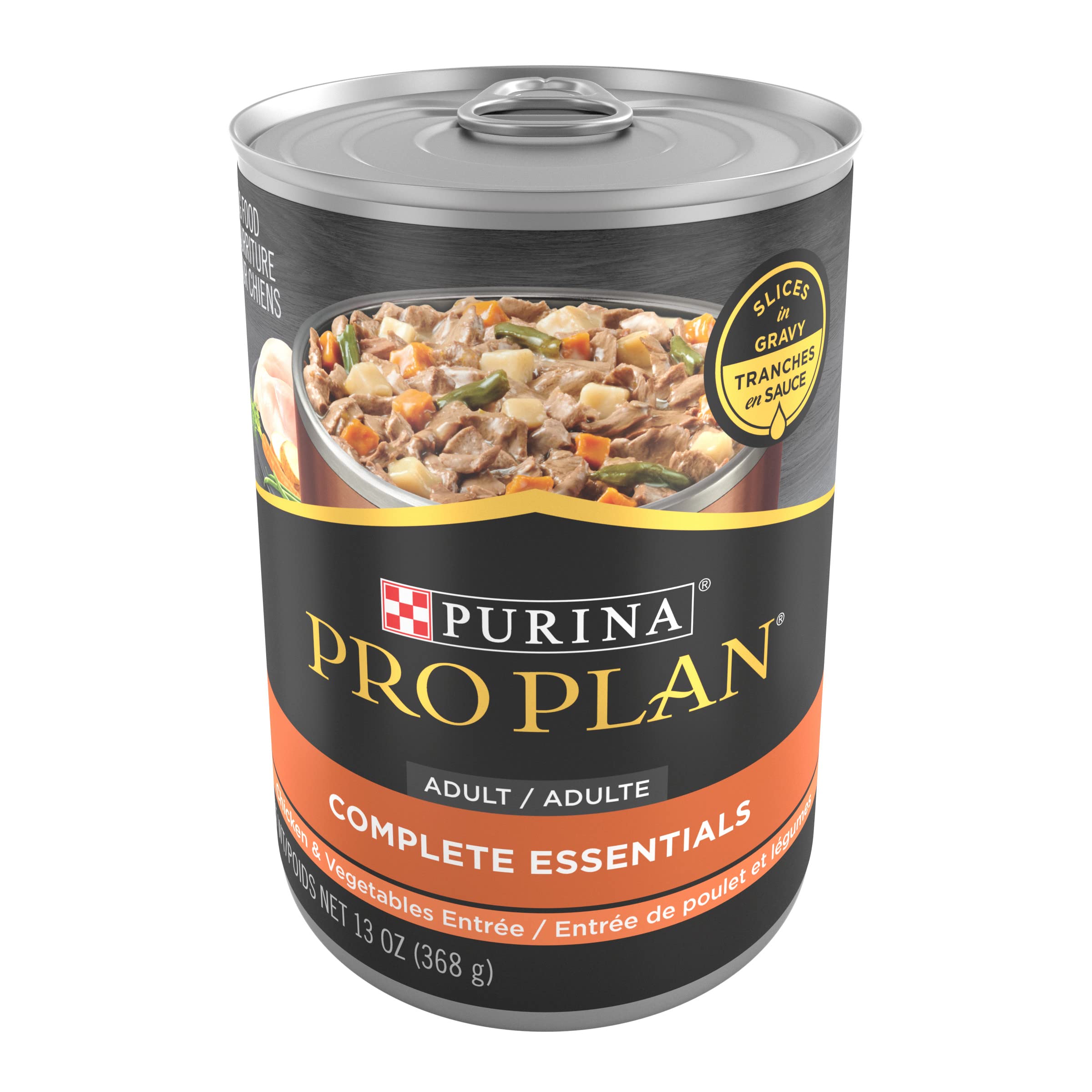 Purina Pro Plan Complete Essentials Slices Chicken and Vegetables Entree in Wet Dog Food Gravy - (Pack of 12) 13 oz. Cans