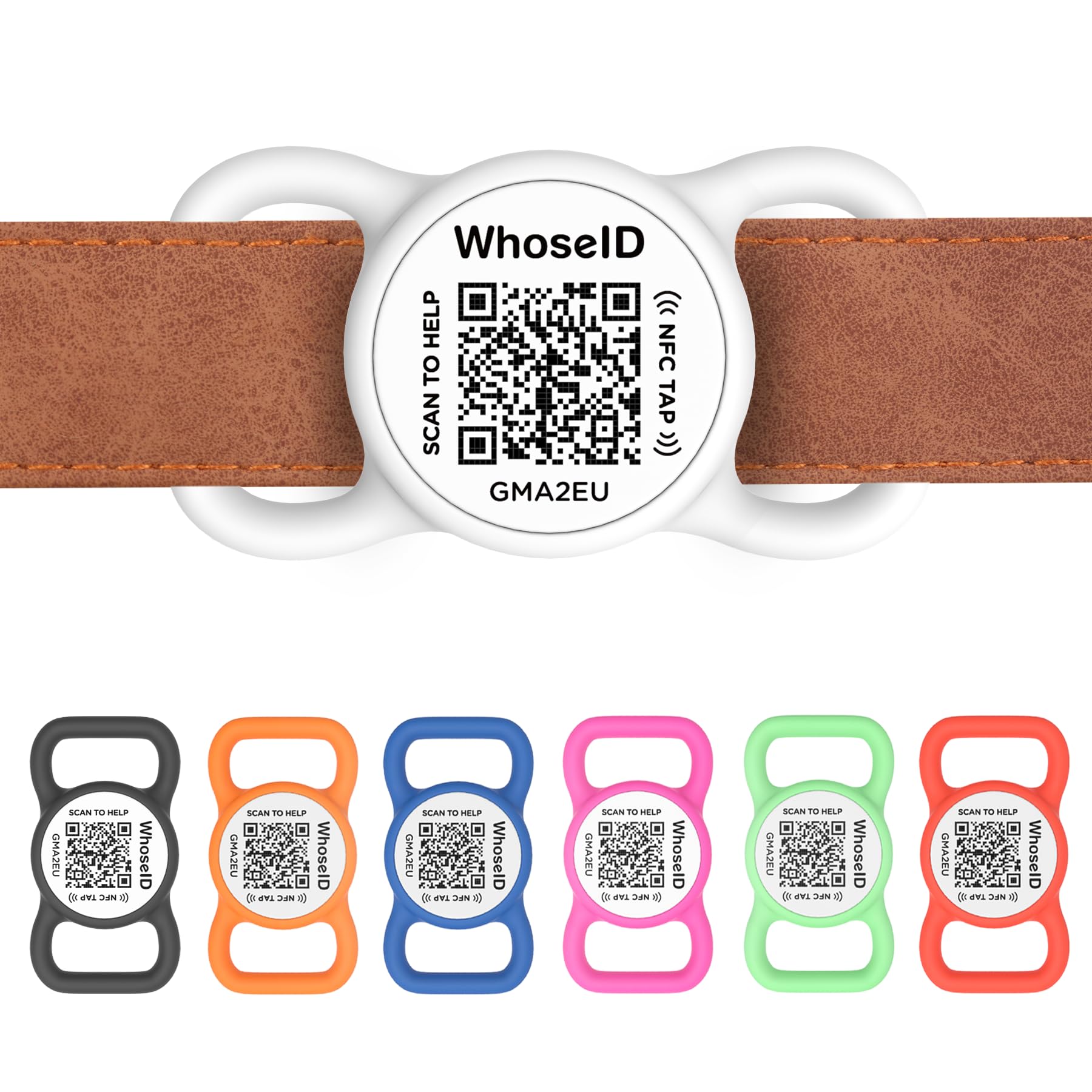 WhoseID QR Code Dog Tag with NFC, Personalized ID Tag, Silent Silicone Tag, Modifiable Online Profile, Multiple Emergency Contac