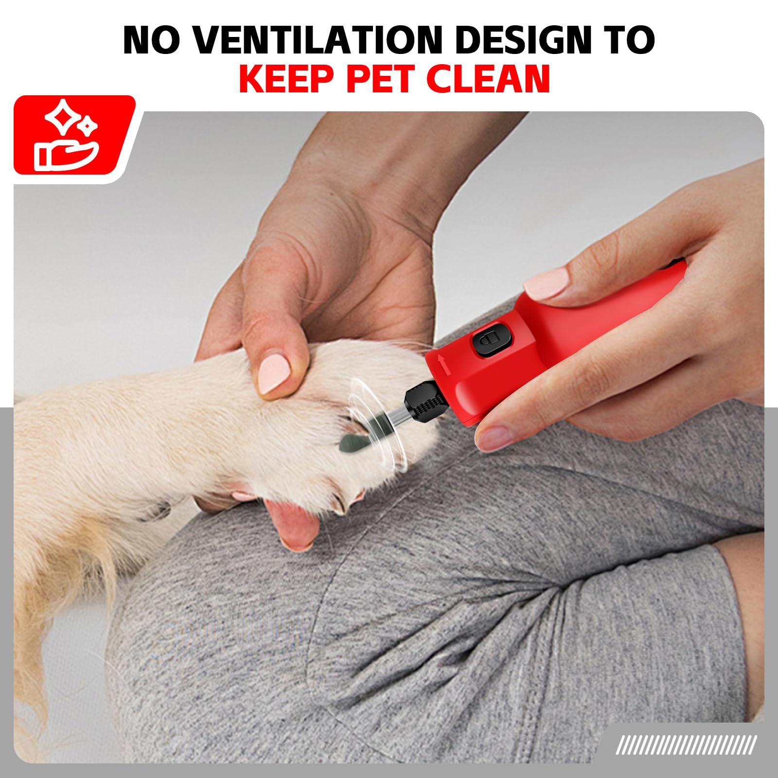 Dog Nail Grinder - Upgraded Pet Nail Grinder, Electric 5 Speeds Led Lights Ring Rechargeable Dog Nail Trimmers Kit, 40 Accessori