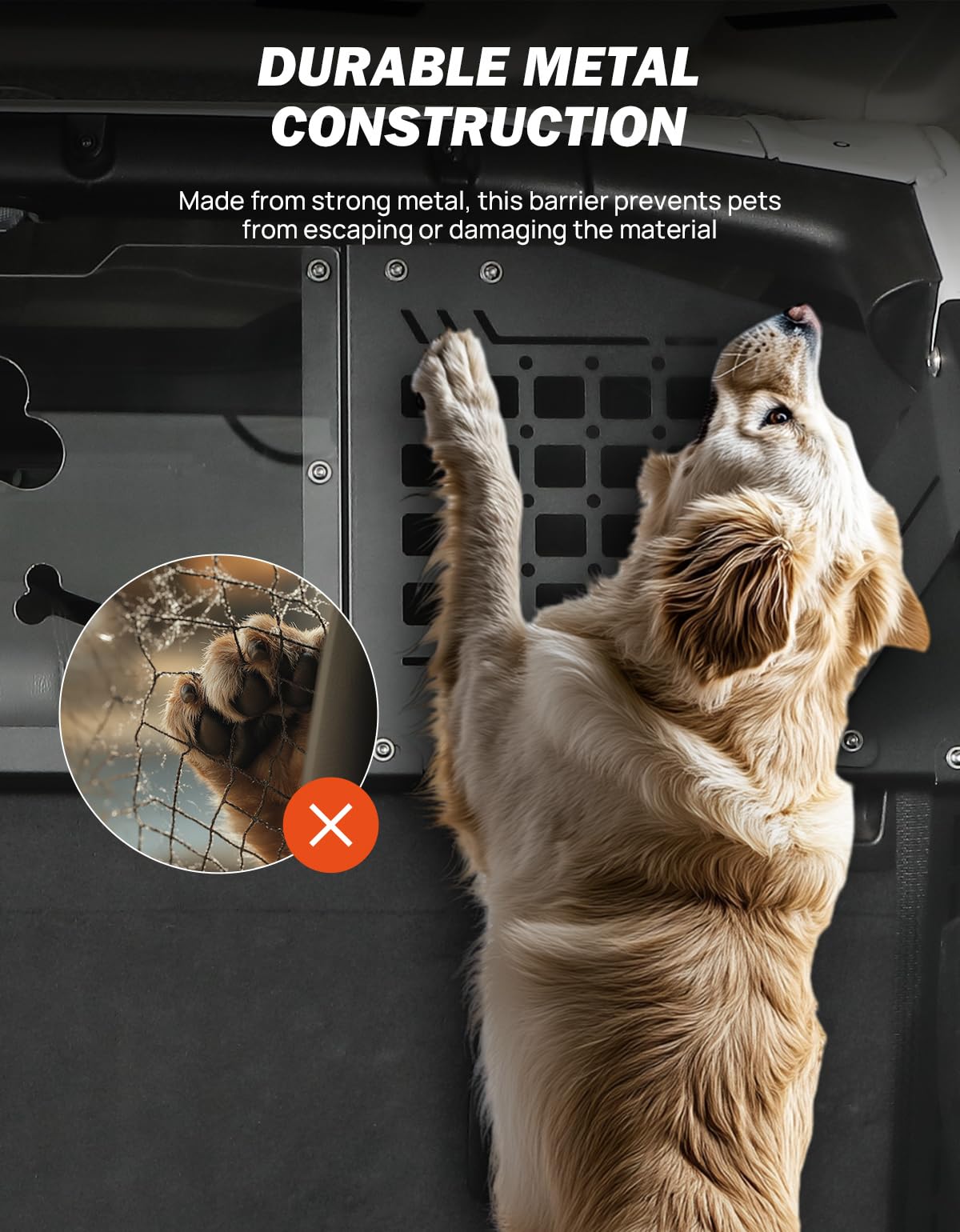 Joytutus Heavy Duty Dog Car Barrier For Wrangler Jl 2018-2024, Molle Compatible Dog Car Barrier For Cargo Area Car Divider, No D