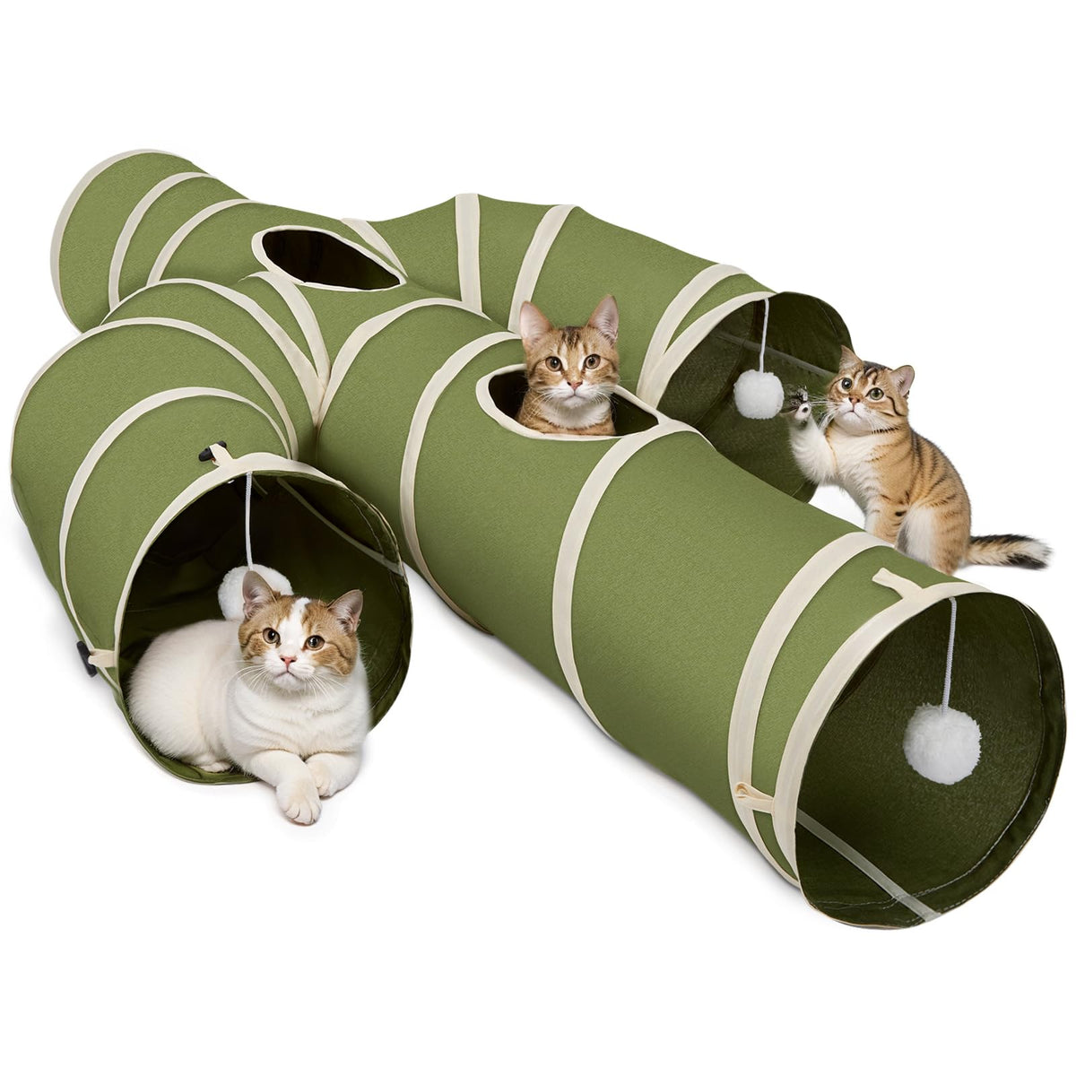 Ownpets Cat Tunnel Large 12 Inch Diameter, Cactus-Shaped Cat Tunnel Toy, Sturdy Oxford Fabric Collapsible Cat Tunnels For Indoor