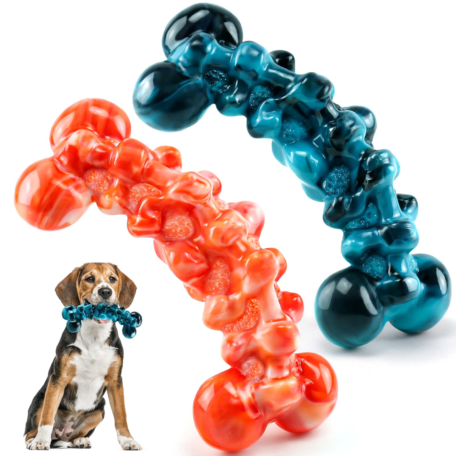 Wowbala 2 Pack Large Dog Chew Toys For Aggressive Chewers - Tough Dog Toys To Keep Them Busy Indestructible Super Chewer For Medium, Large Breed