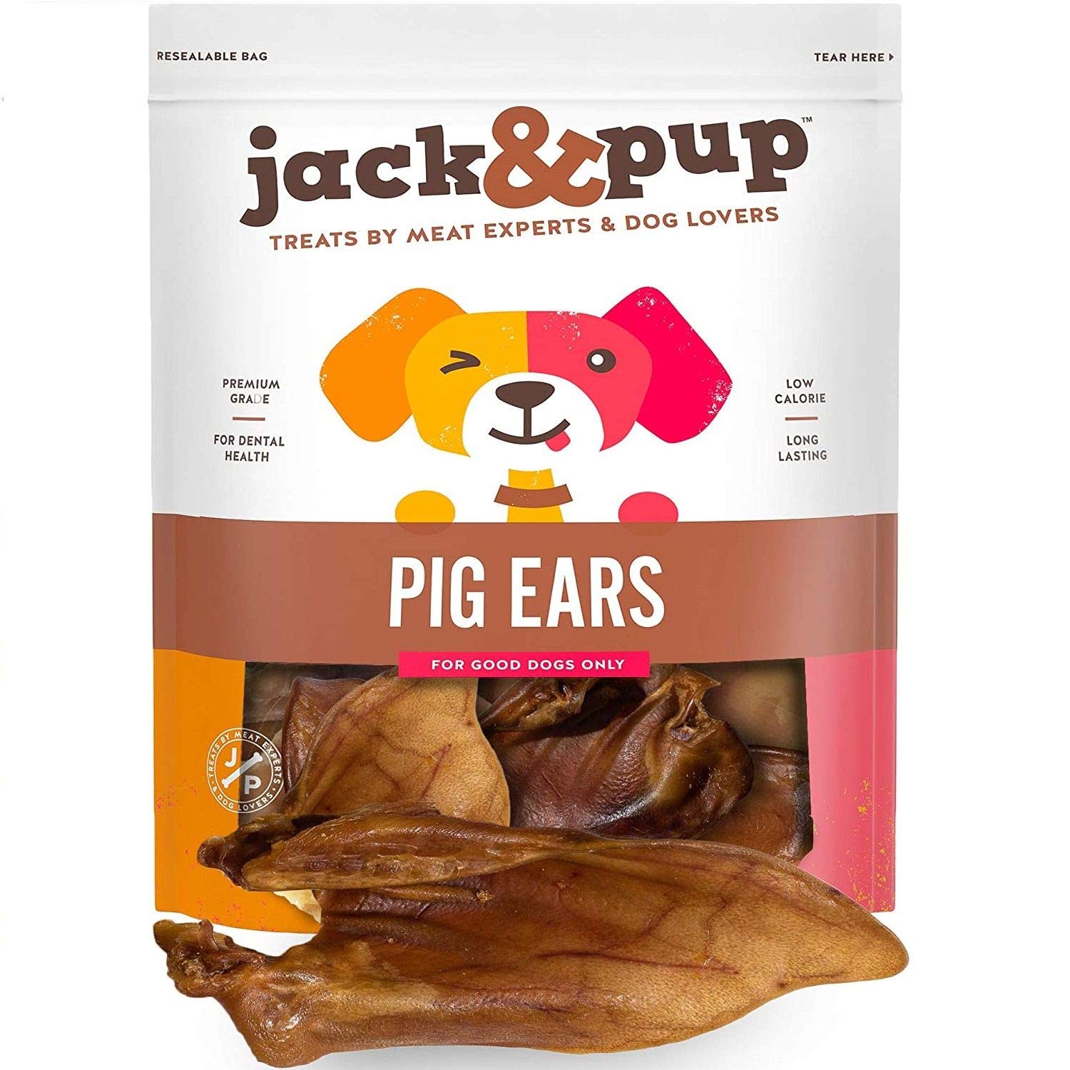 Jack & Pup Pig Ears Slivers (1lb) - Premium Natural Dog Chews, Pork Pig Ears, Healthy Dog Treats, Odor Free, Excellent Rawhide A