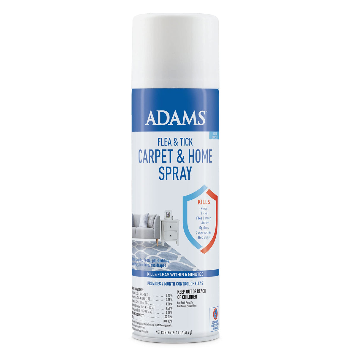 Adams Flea & Tick Carpet & Home Spray, Kills Fleas, Silverfish, Spiders, Ticks, Ants, Crickets, Bed Bugs & Others Listed Nuisanc