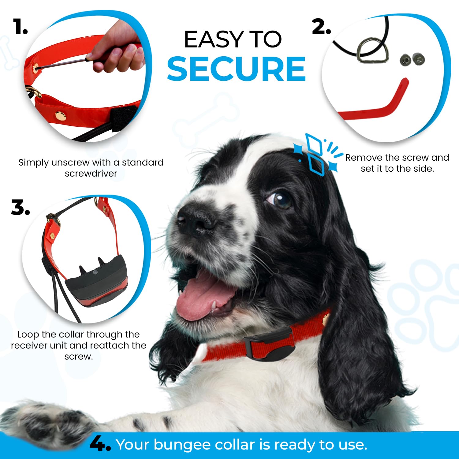 Ecollar Replacement Strap Bungee Style - Dog Shock Collar Strap - 3/4'' Dog Collar For Shock Collar - Sportdog Replacement Colla