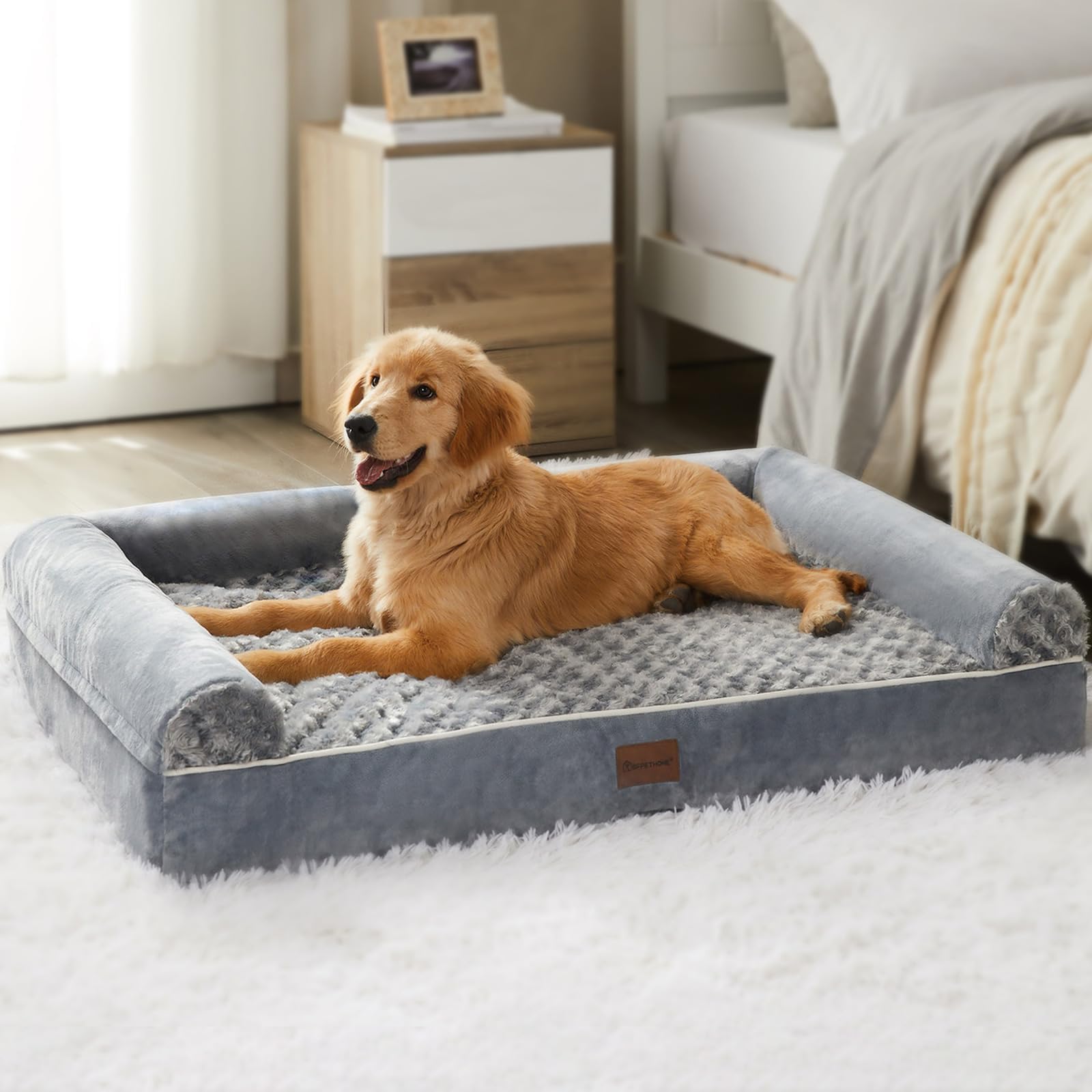 Bfpethome Dog Beds For Large Dogs, Orthopedic Dog Bed For Medium Large Dogs,Big Waterproof Couch Dog Pet Bed With Removable Wash